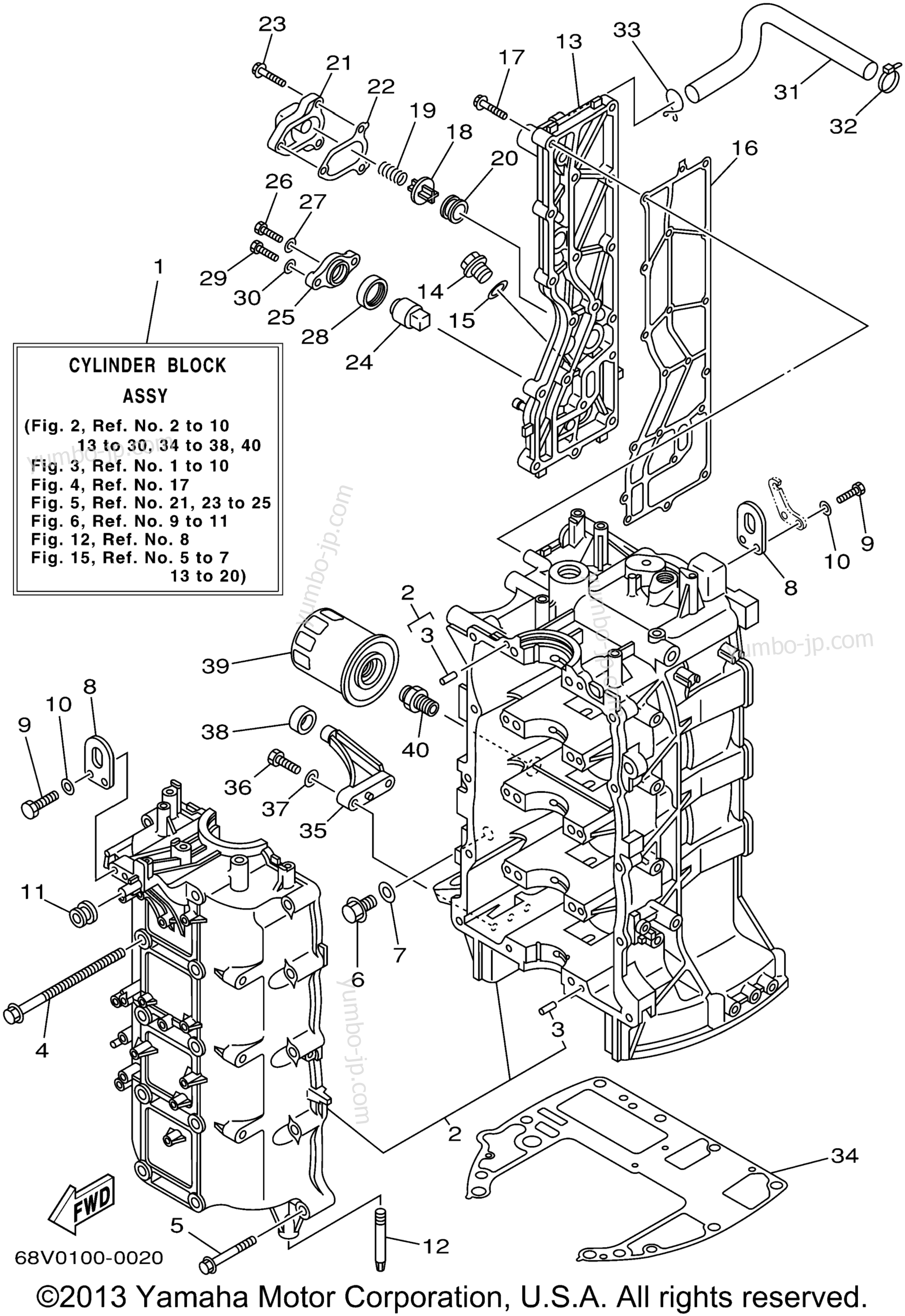 Cylinder Crankcase для лодочных моторов YAMAHA F115TXRZ 2001 г.