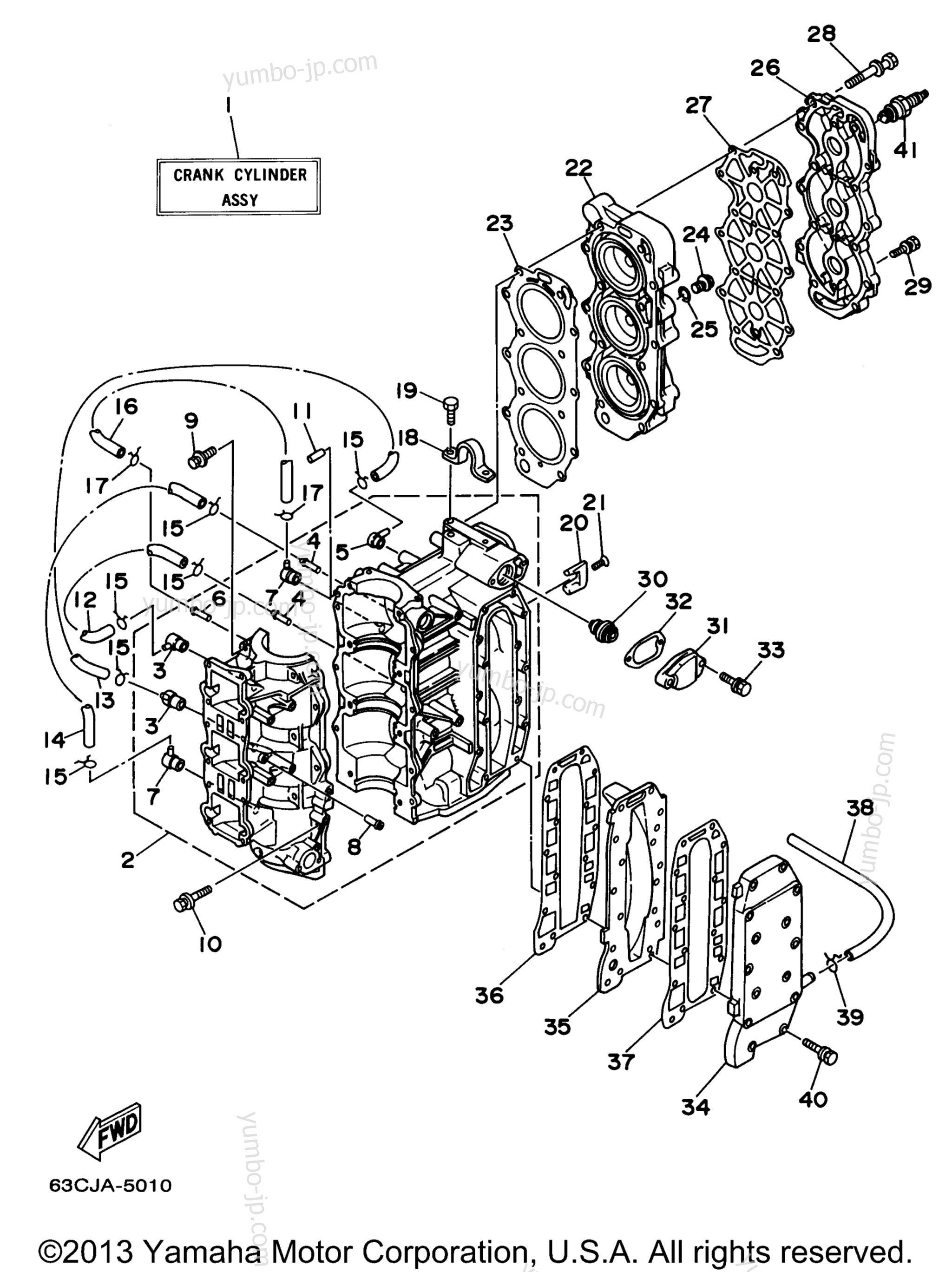 Cylinder Crankcase для лодочных моторов YAMAHA P40EJRW_THLW (40MLHW) 1998 г.