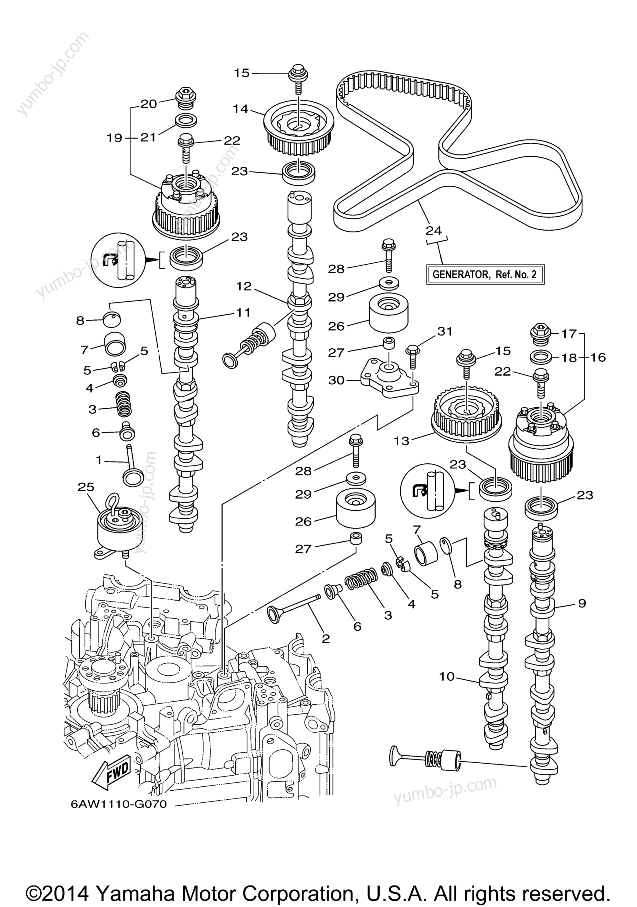 VALVE для лодочных моторов YAMAHA F300TXR (1207) 6BJ-1000001~ LF300TXR_TUR 6BK-1000001~ 2006 г.