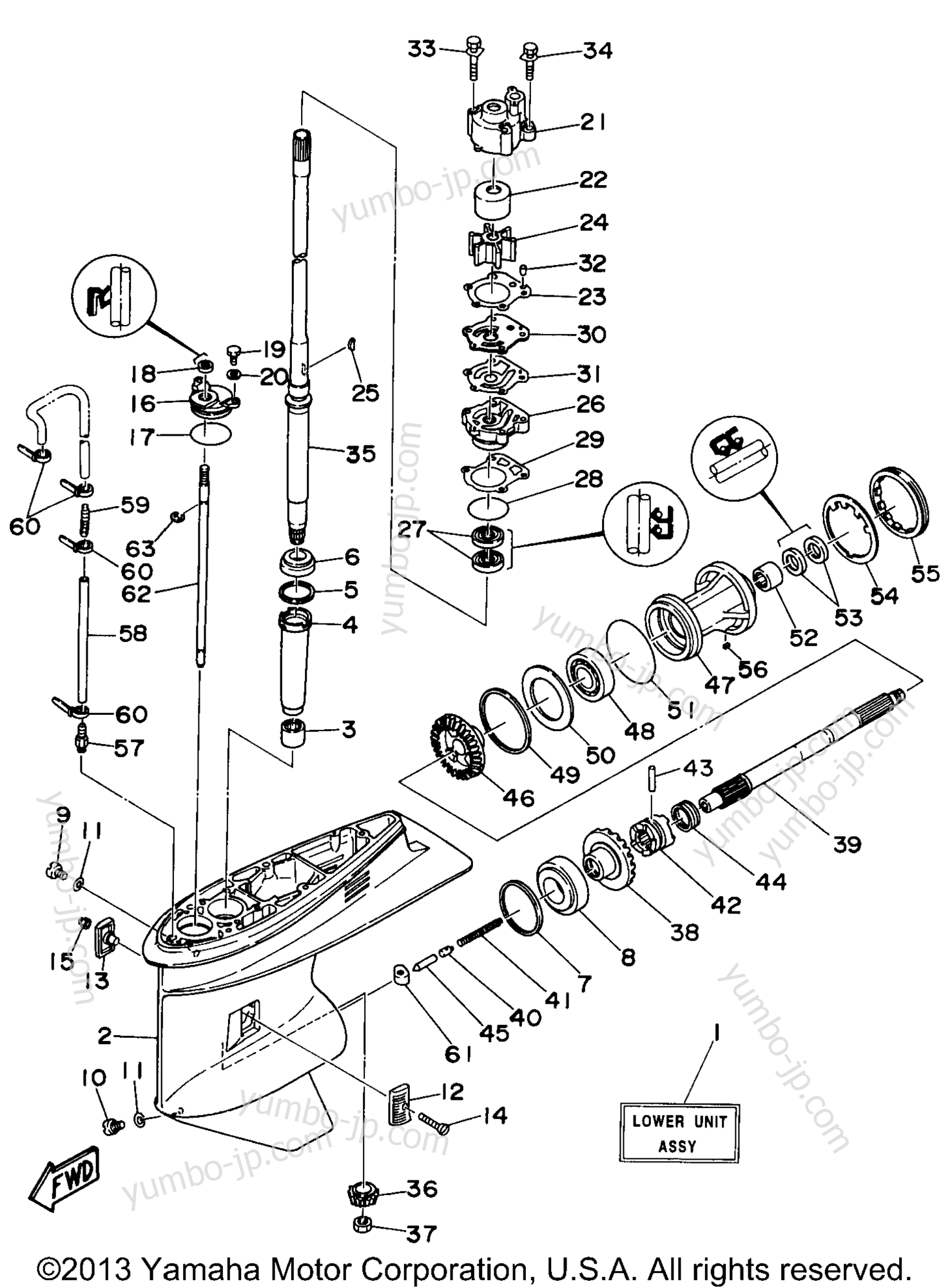 Lower Casing Drive 1 для лодочных моторов YAMAHA C75TLRX 1999 г.