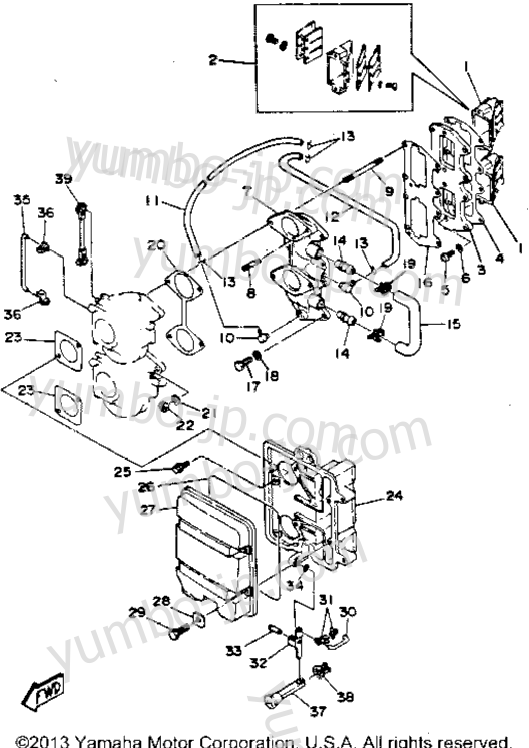 Intake для лодочных моторов YAMAHA C40ELRR 1993 г.