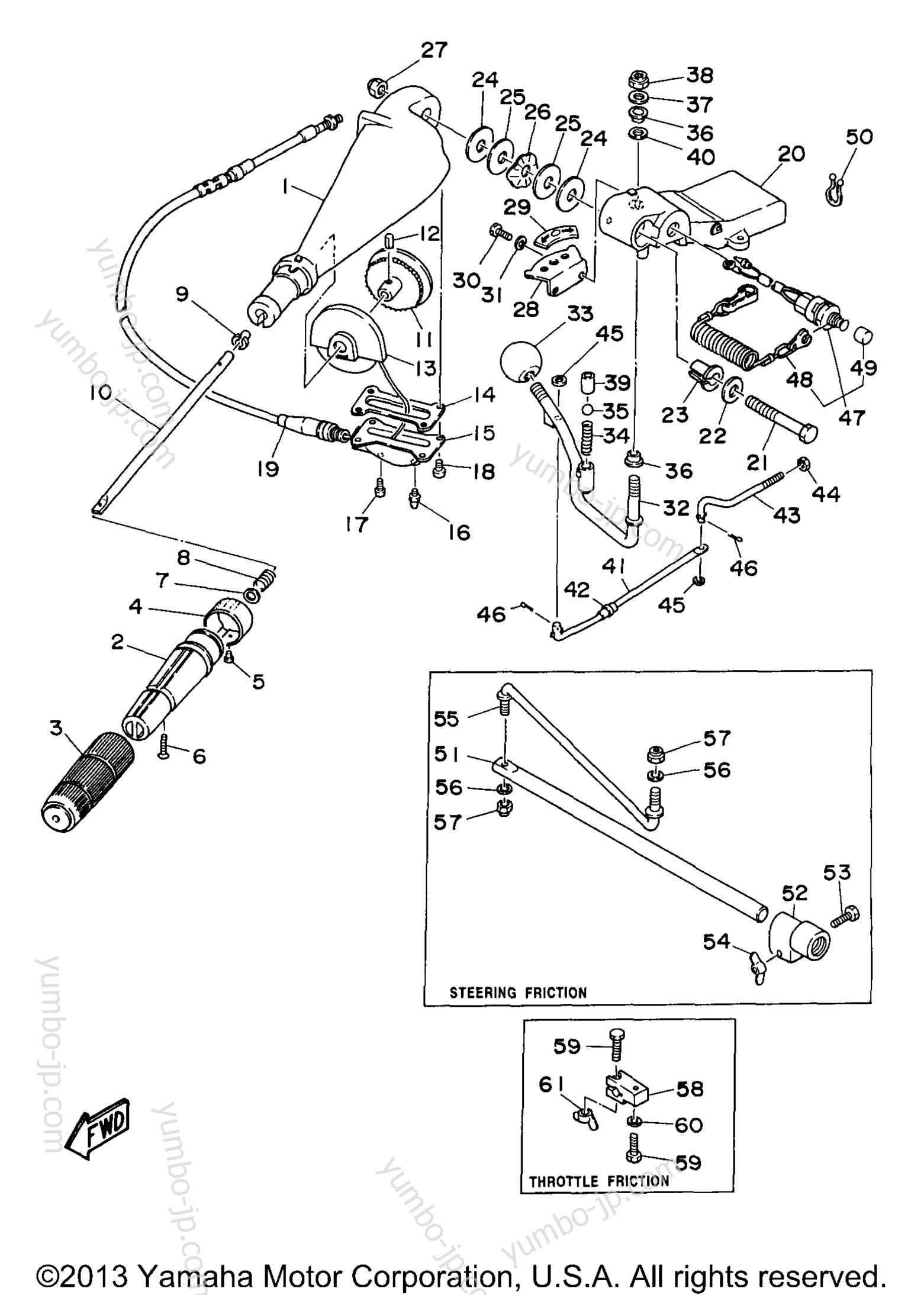 Steering для лодочных моторов YAMAHA E60MLHW 1998 г.