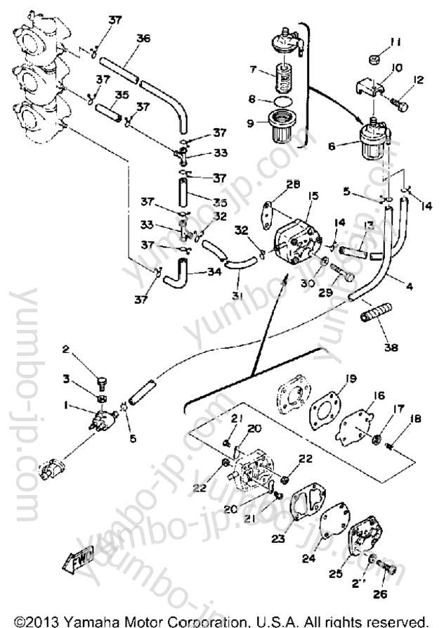 FUEL SYSTEM for outboards YAMAHA P60TLHP 1991 year