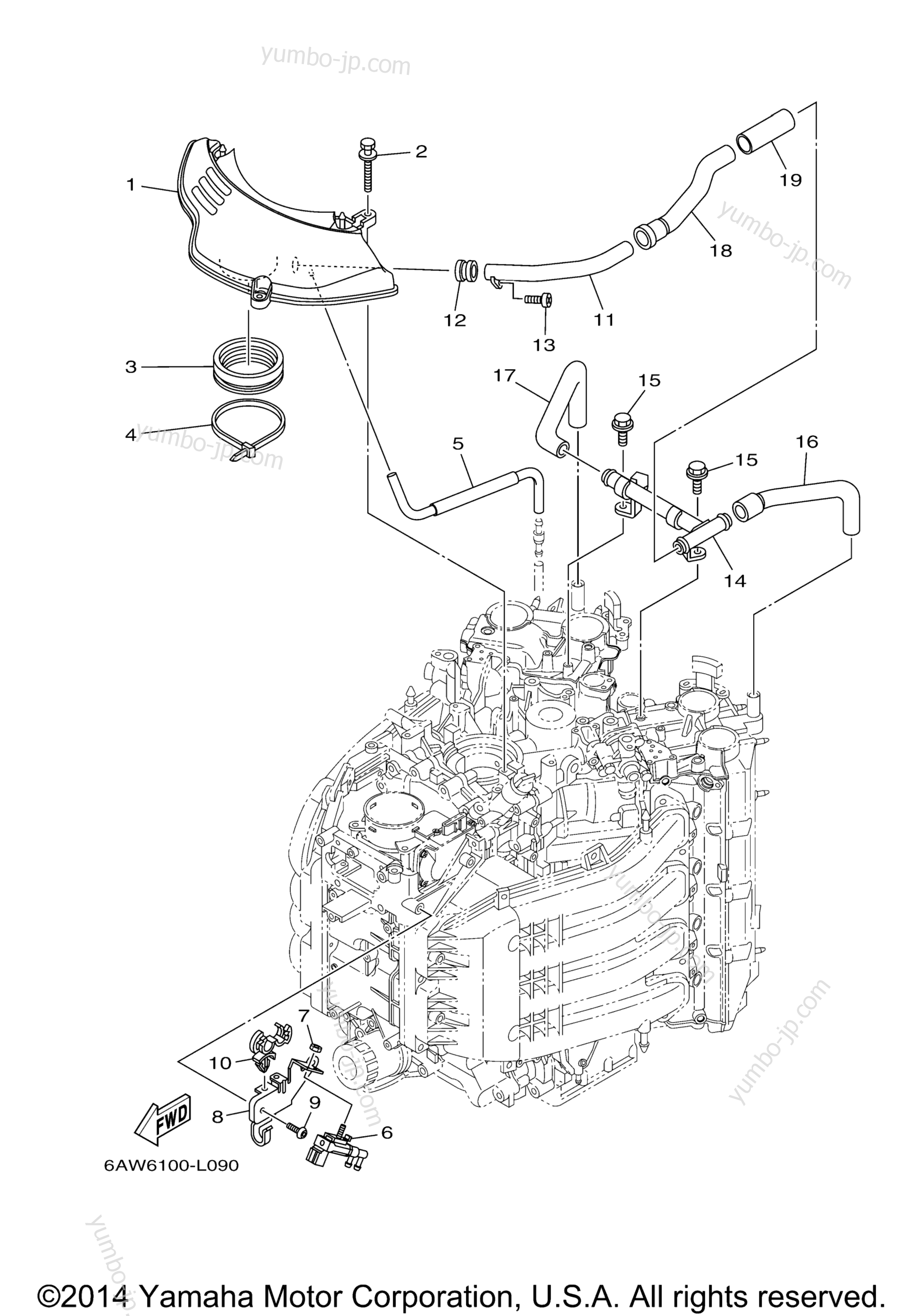 Intake 2 для лодочных моторов YAMAHA F350XCB_01 (0112) 2006 г.