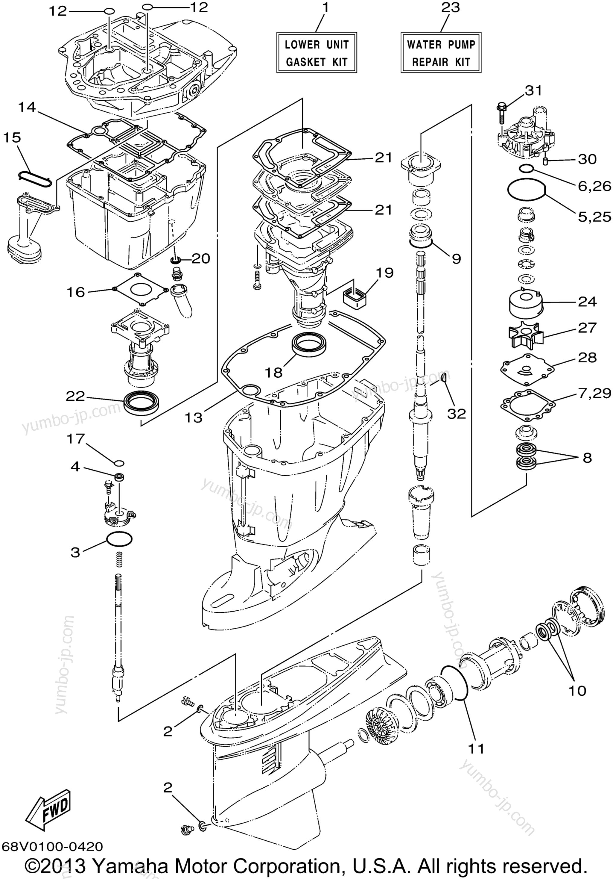 Repair Kit 2 для лодочных моторов YAMAHA F115TLRA 2002 г.