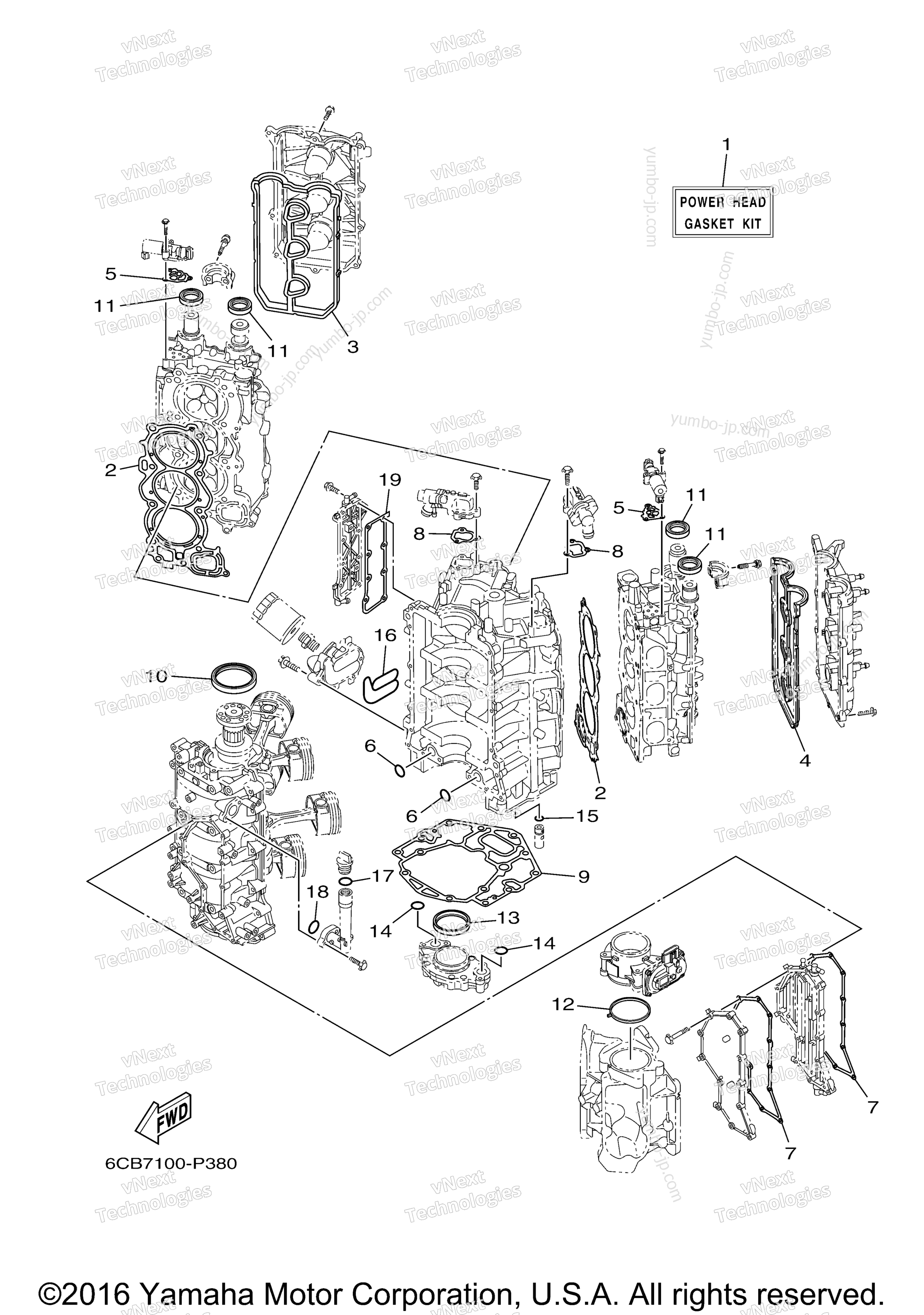 Repair Kit 1 для лодочных моторов YAMAHA LF300UCA (0116) 2006 г.