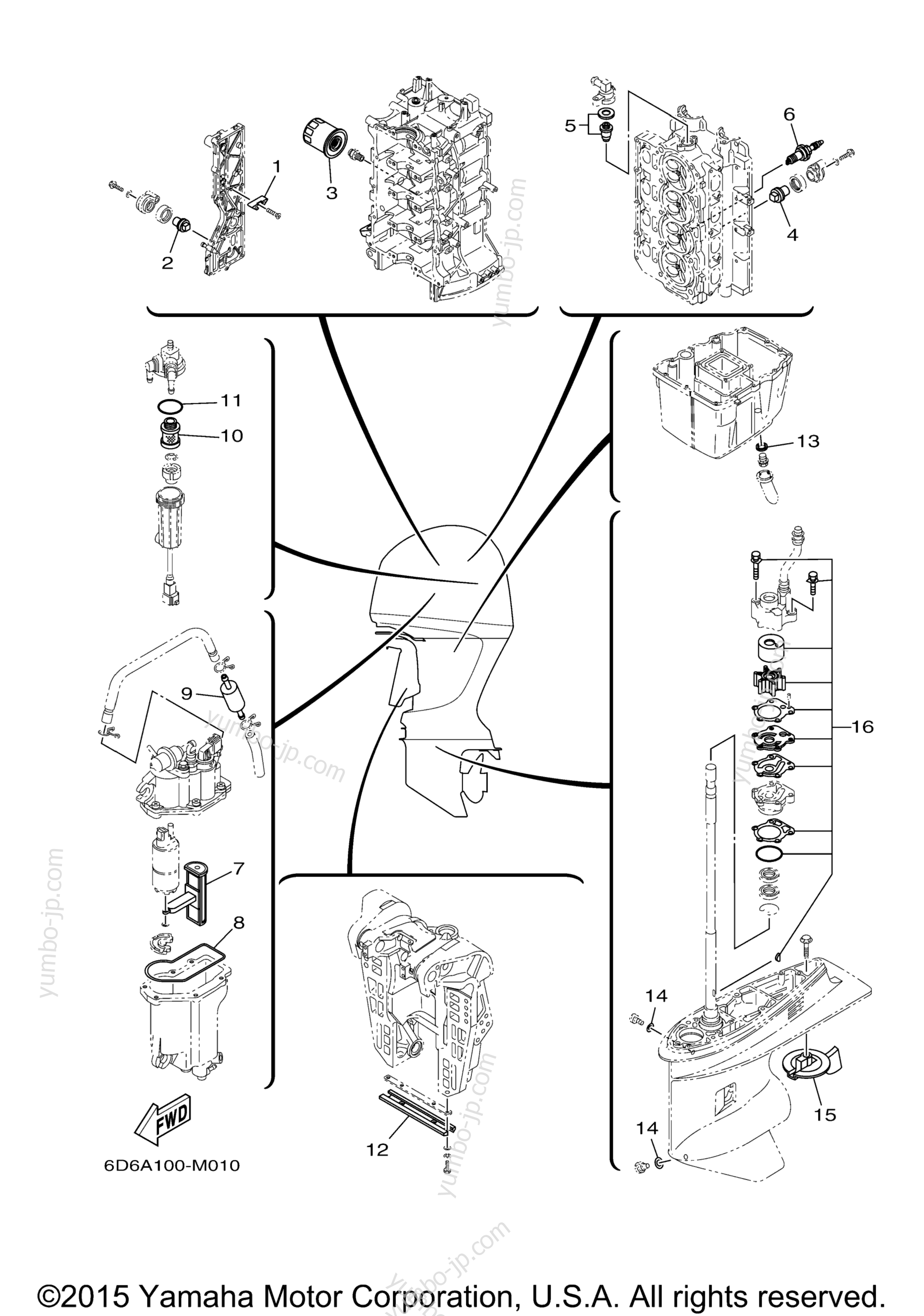 Scheduled Service Parts for outboards YAMAHA F90LA (0113) 2006 year