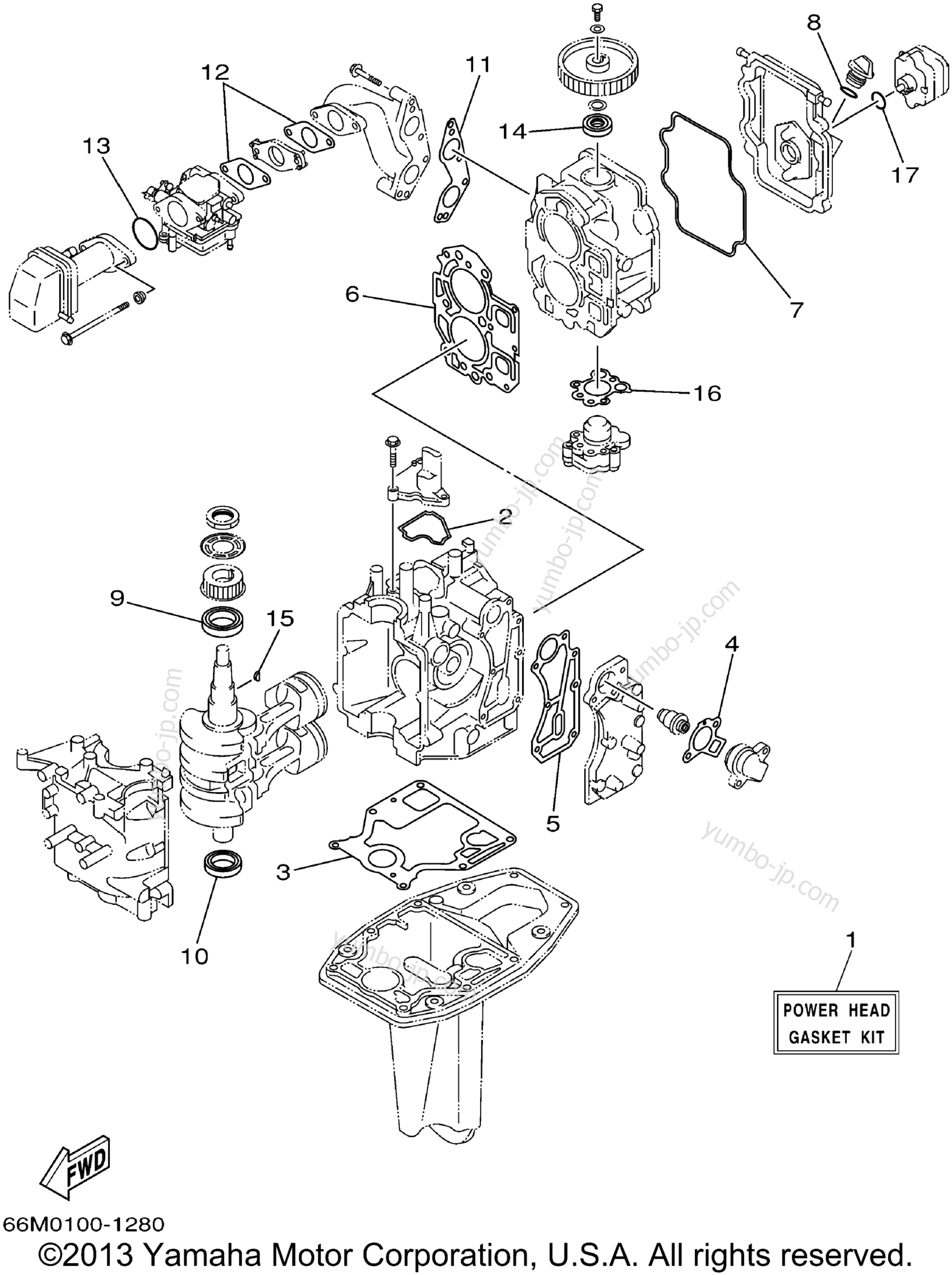 Repair Kit 1 для лодочных моторов YAMAHA F15MLHA 2002 г.
