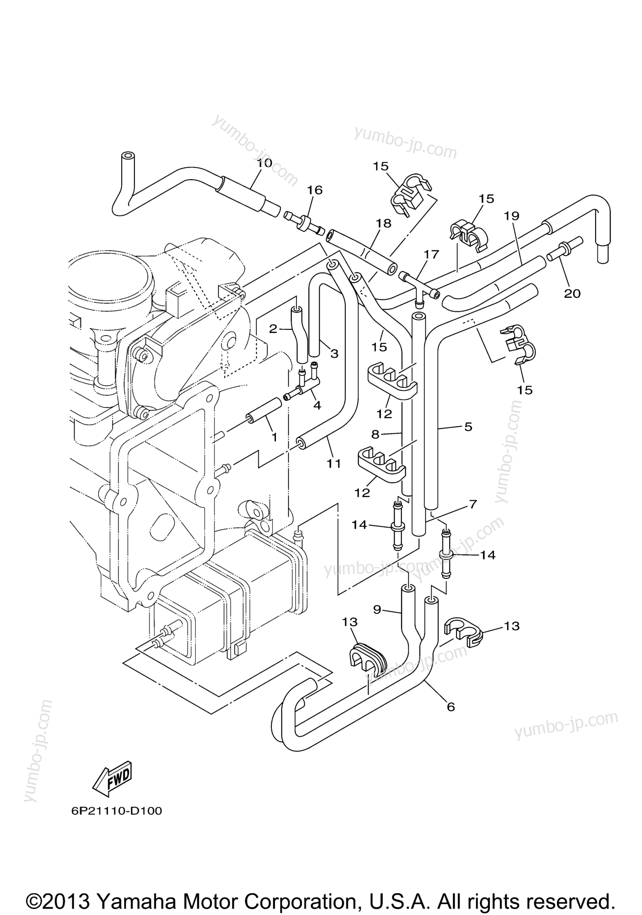 Throttle Body Assy 2 for outboards YAMAHA LF250TUR (0405) 6P2-1002895~1011651 LF250TXR_TUR 6P3-1000957~10054 2006 year