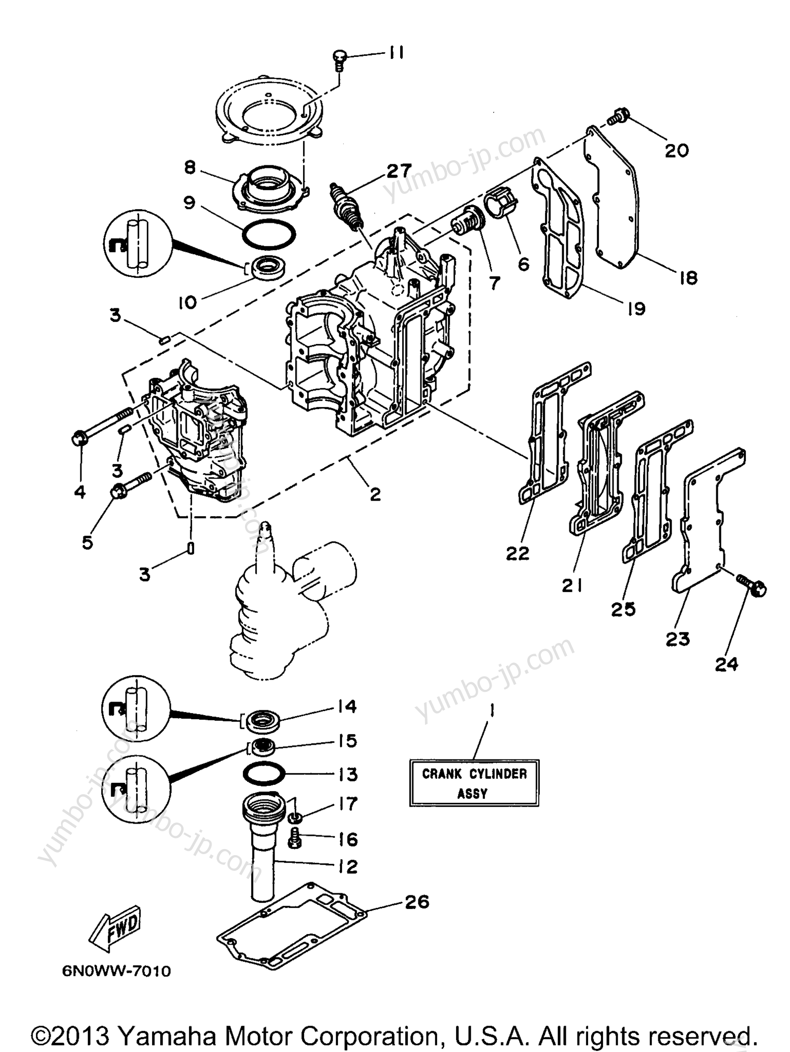 Cylinder Crankcase для лодочных моторов YAMAHA 8MSHY 2000 г.