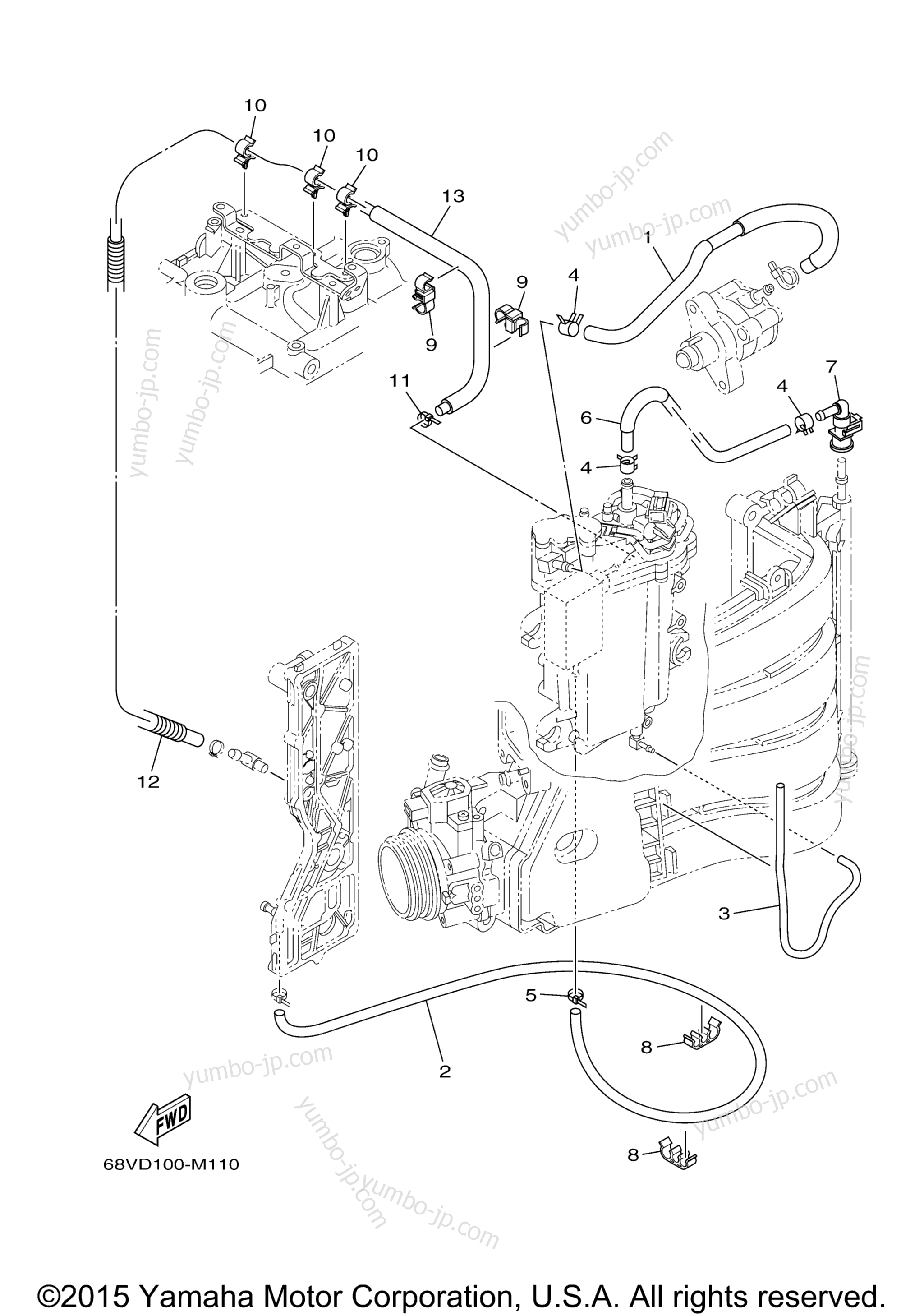 Fuel Injection Pump 2 для лодочных моторов YAMAHA F115XA (0114) 2006 г.
