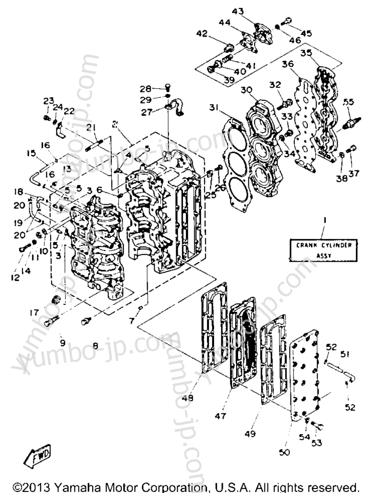 Cylinder Crankcase for outboards YAMAHA C85TLRR 1993 year