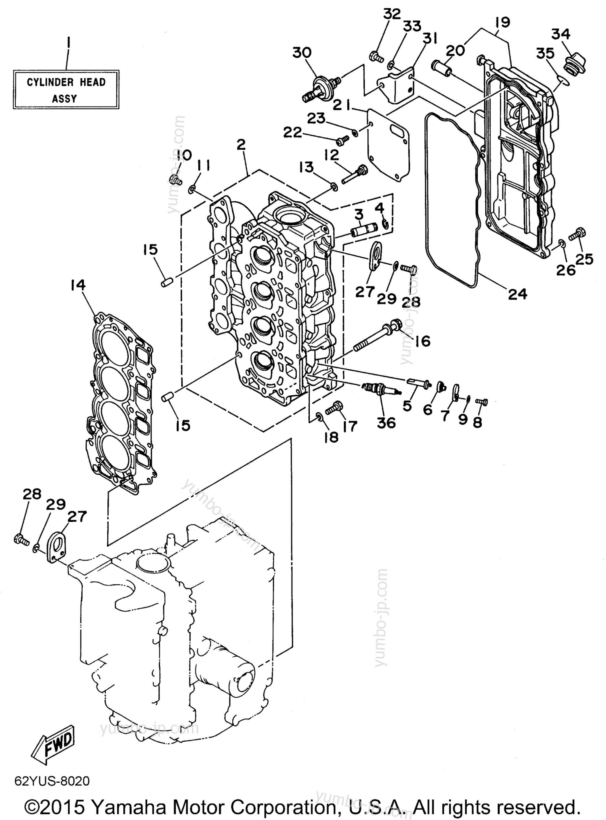 Cylinder Crankcase 2 для лодочных моторов YAMAHA T50TLRW (T50TLRW) 1998 г.