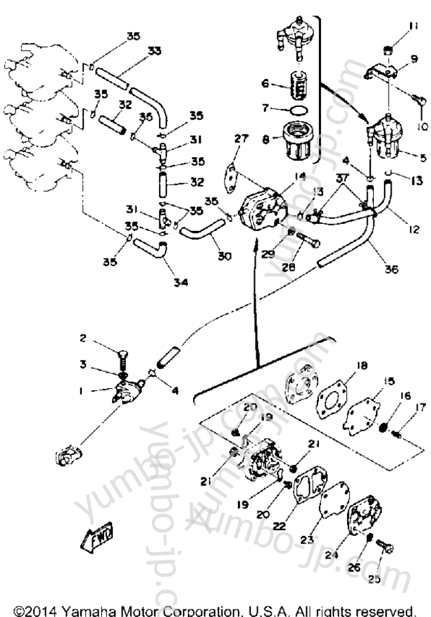 FUEL SYSTEM for outboards YAMAHA 50TLHQ 1992 year