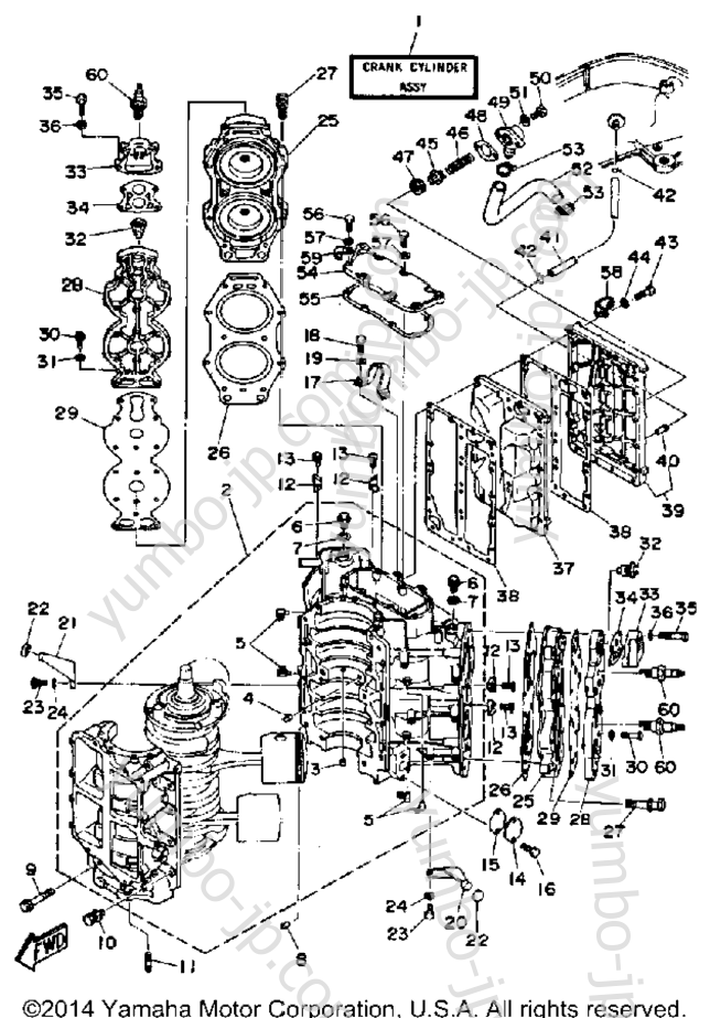 Cylinder Crankcase для лодочных моторов YAMAHA C115TLRQ 1992 г.