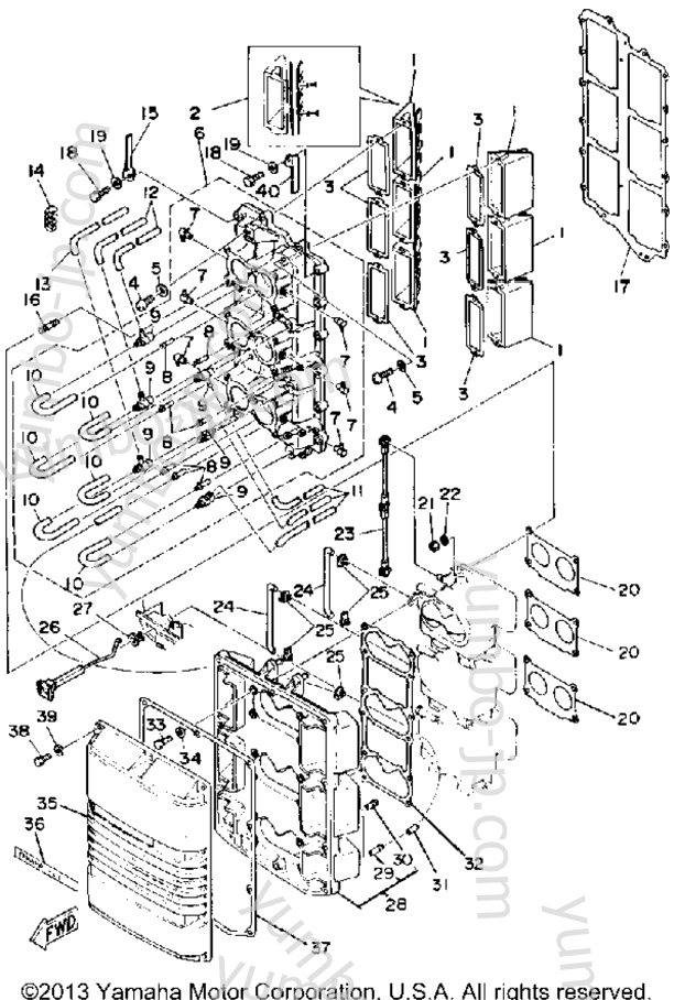 Intake для лодочных моторов YAMAHA 150ETLG-JD (150ETLG-JD) 1988 г.