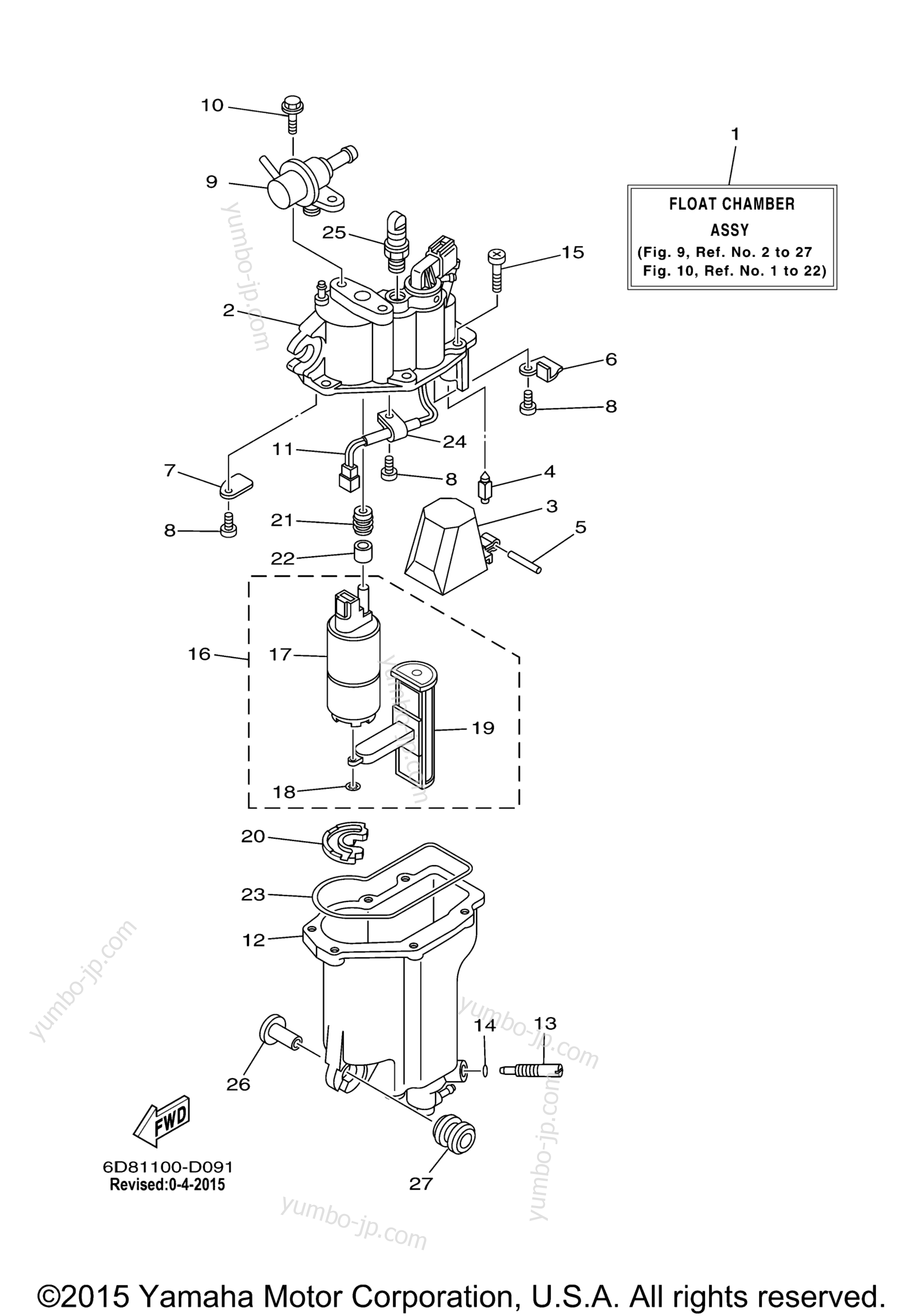 Fuel Injection Pump 1 для лодочных моторов YAMAHA F90TLR (0406) 62P-1008069~1010401 F90TLR_TXR_TJR 61P-1021936~102 2006 г.
