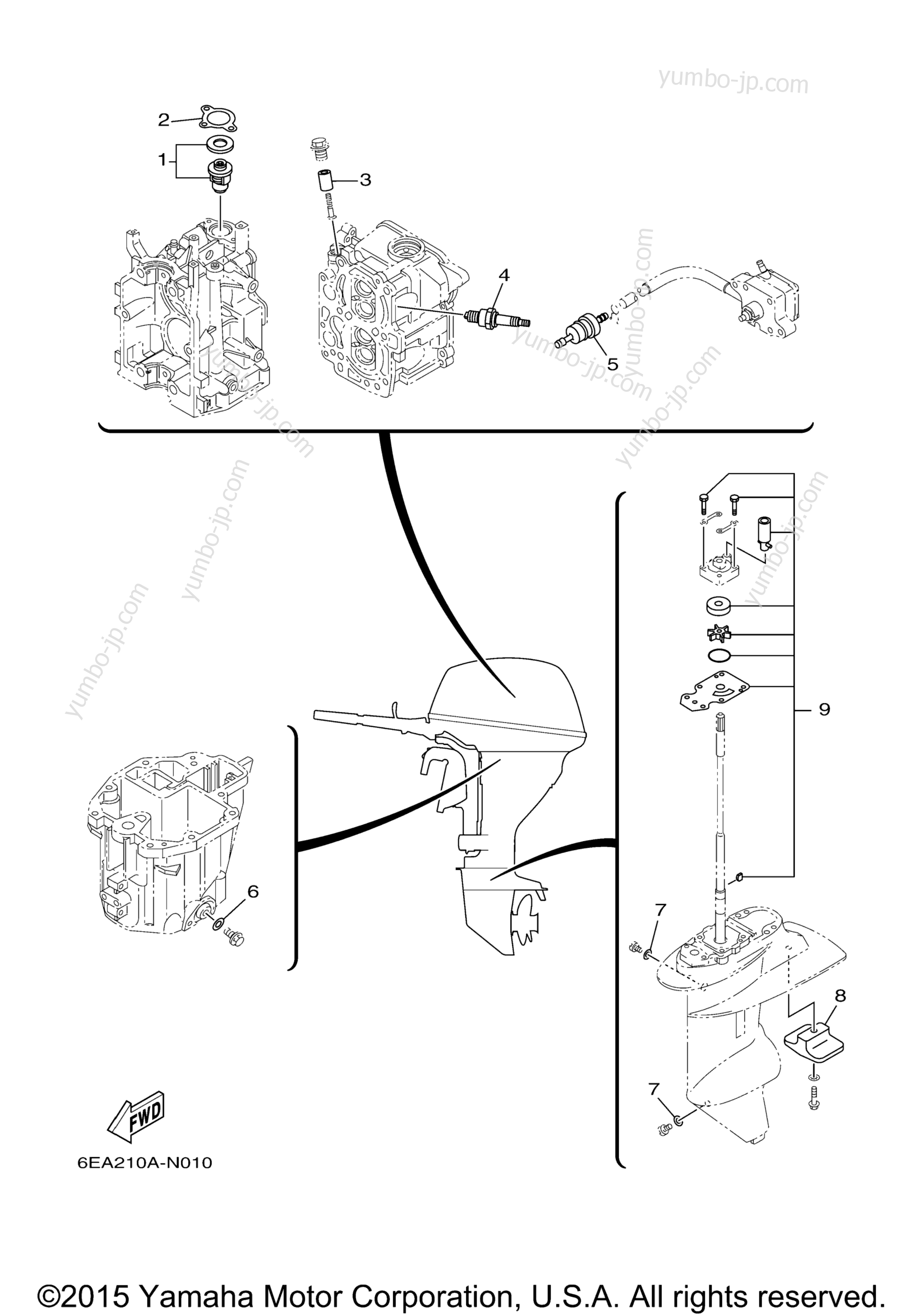 Scheduled Service Parts для лодочных моторов YAMAHA T9.9LEHB (0114) 2006 г.