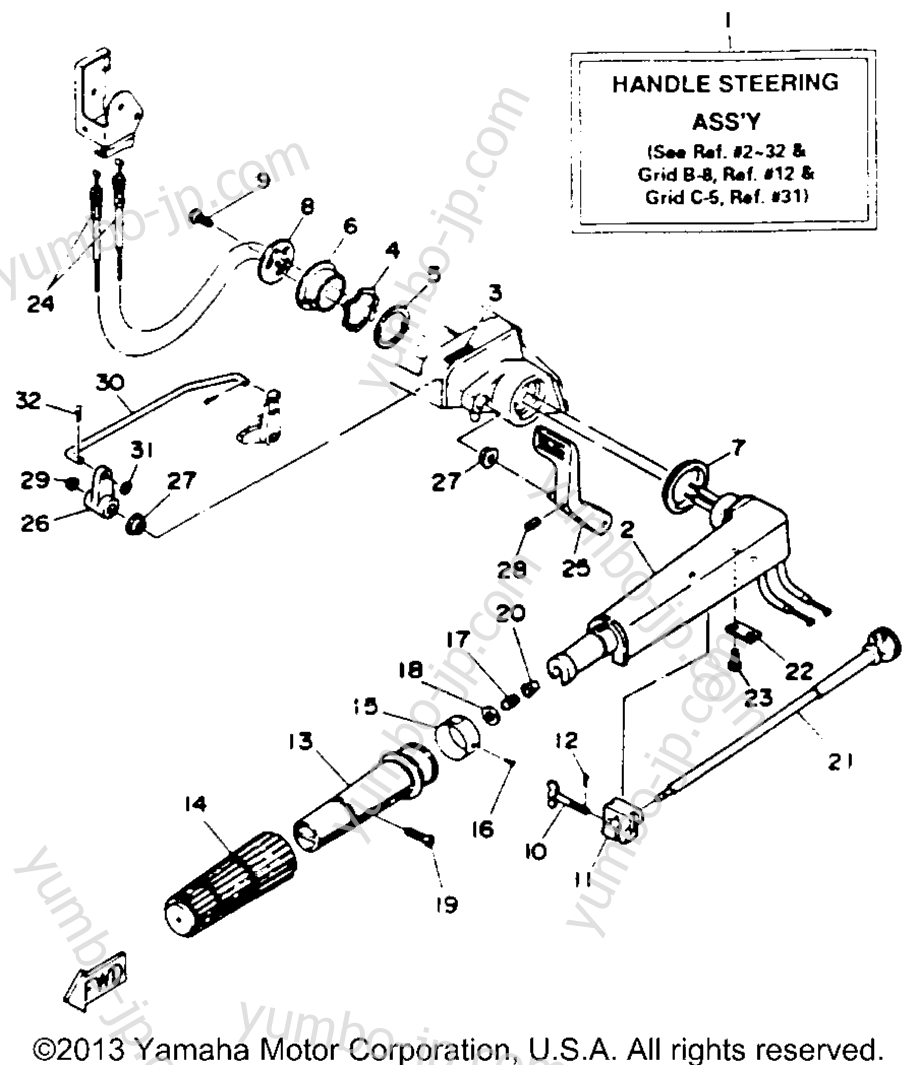 Steering для лодочных моторов YAMAHA 30MLHR 1993 г.