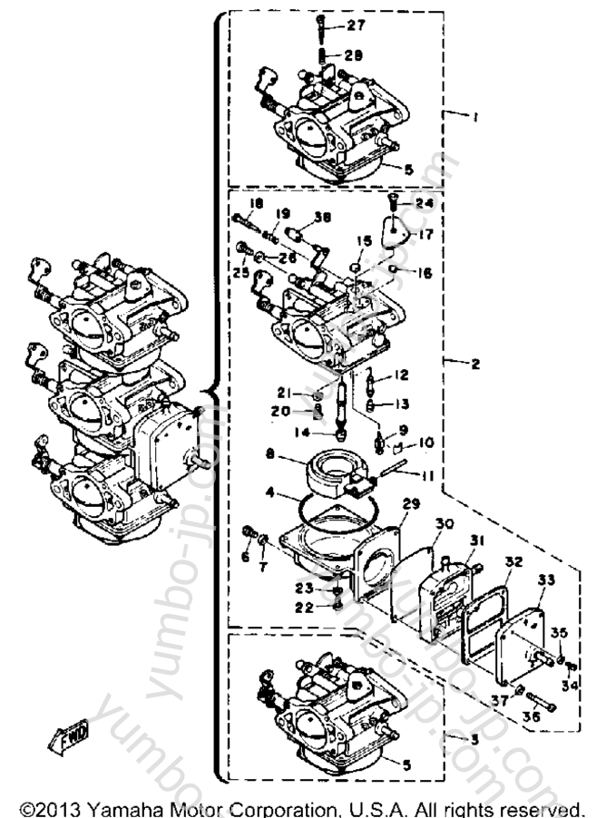 Карбюратор для лодочных моторов YAMAHA 30MLHQ 1992 г.