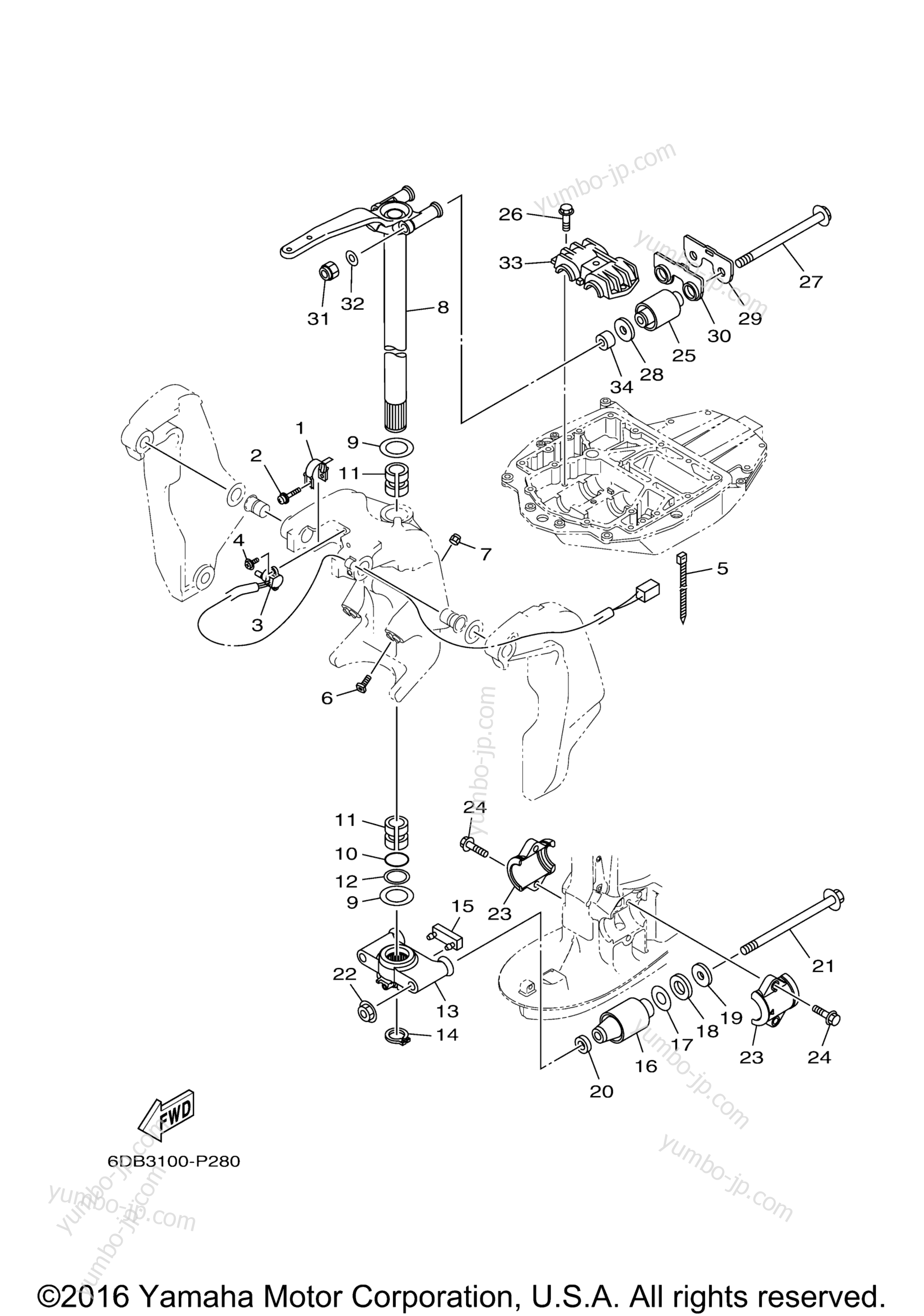 Bracket 2 for outboards YAMAHA LF200XCA (0116) 2006 year