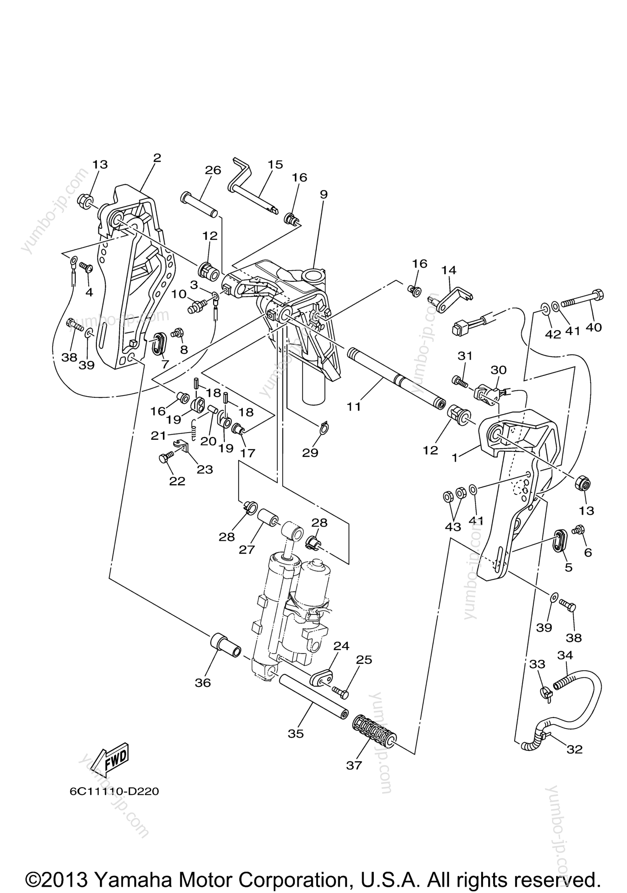 Bracket 1 for outboards YAMAHA F60TJR (0408) 2006 year