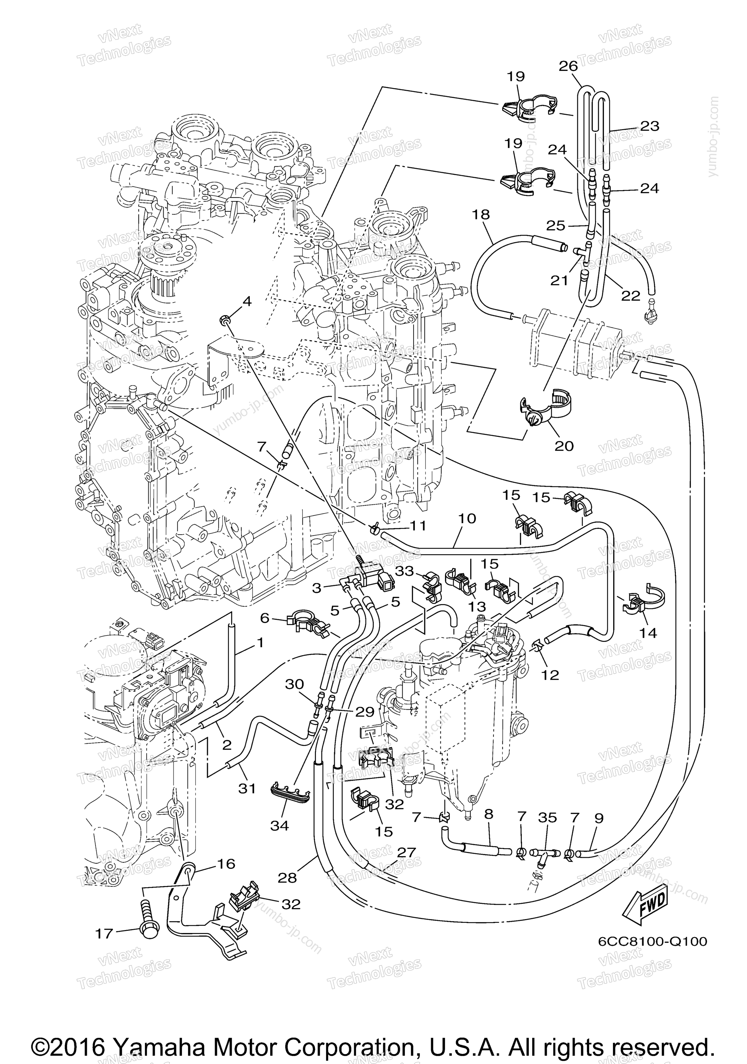 Intake 2 для лодочных моторов YAMAHA F300XCA (0116) 2006 г.
