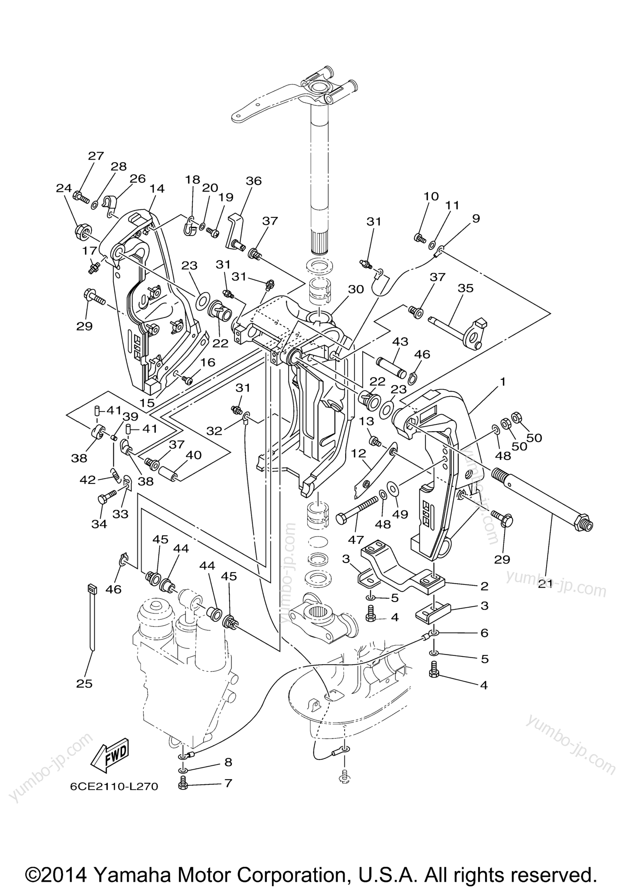 Bracket 1 для лодочных моторов YAMAHA F250DET1X (0210) 2006 г.