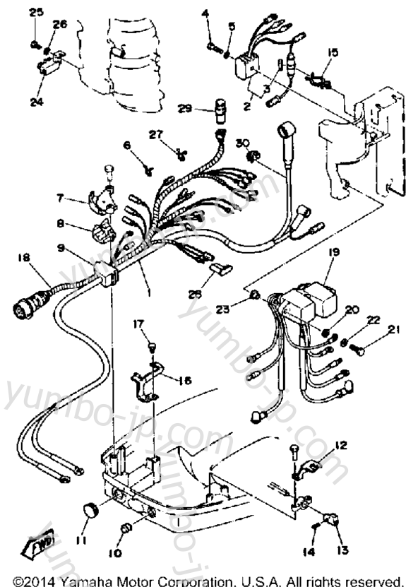 Electric Parts (40E 40Et) для лодочных моторов YAMAHA 40ETLF 1989 г.