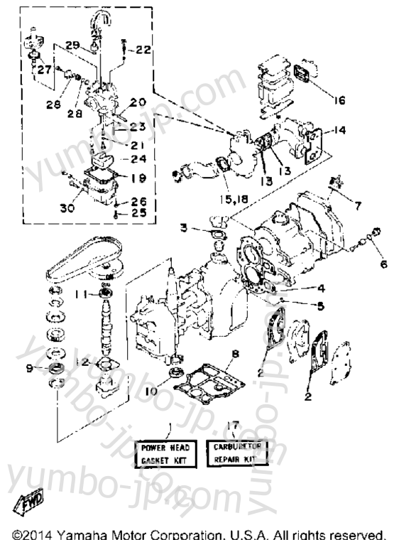 Repair Kit 1 для лодочных моторов YAMAHA F9.9SF 1989 г.