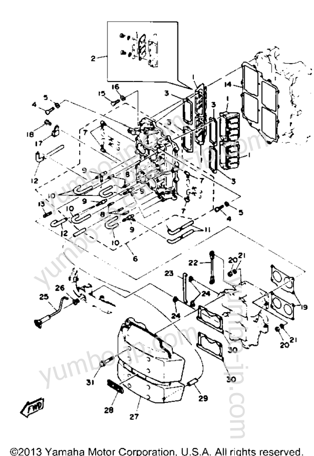 Intake для лодочных моторов YAMAHA L130TXRP 1991 г.