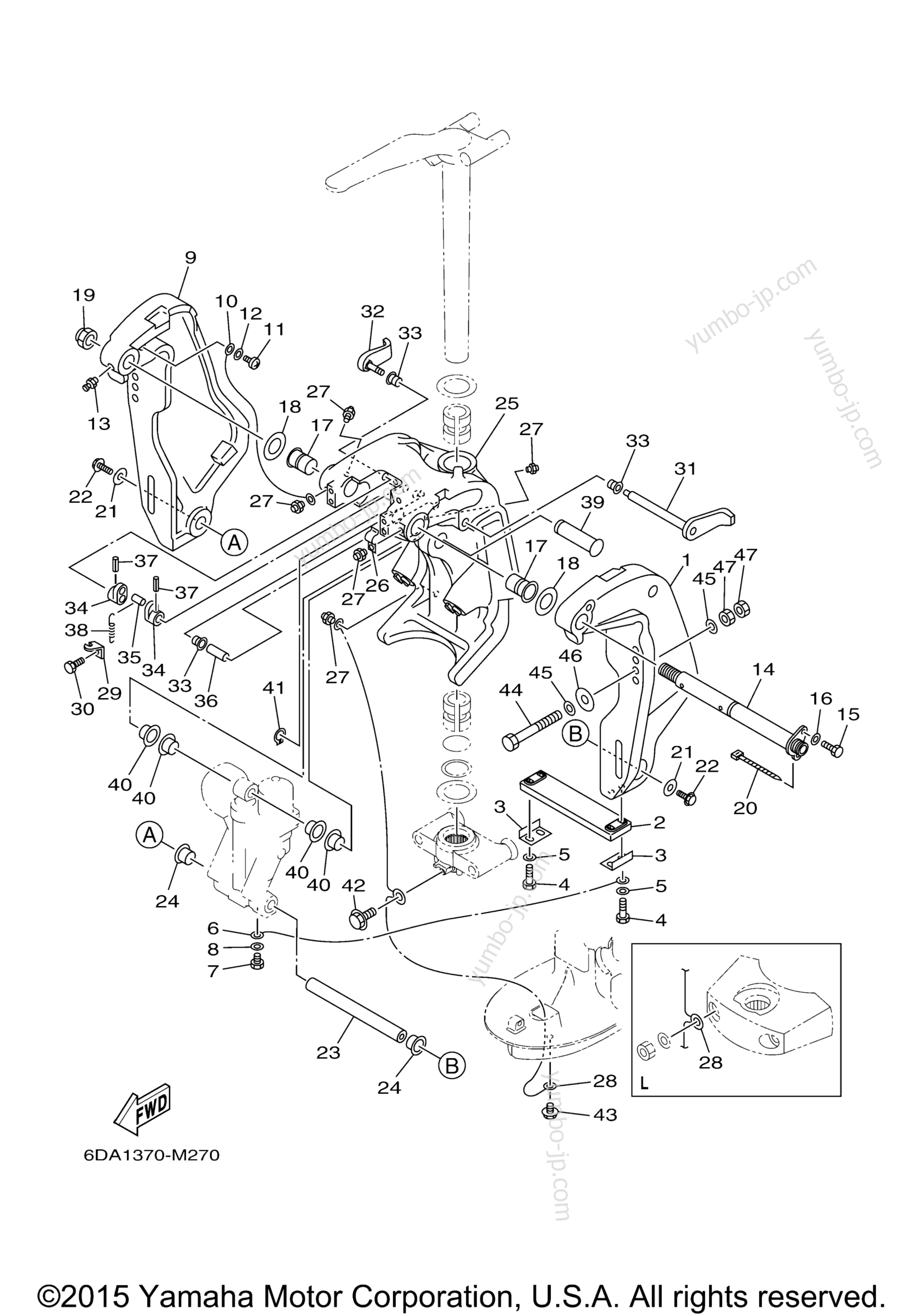 Bracket 1 for outboards YAMAHA F200LB (0114) 2006 year