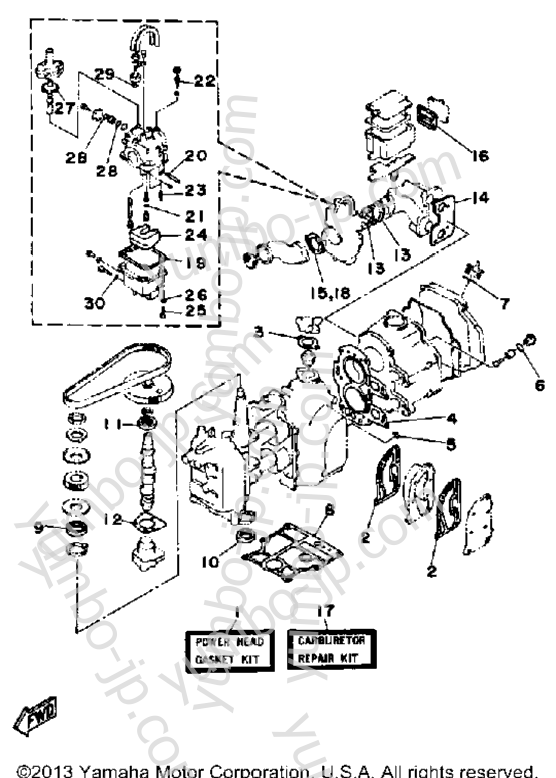 Repair Kit 1 для лодочных моторов YAMAHA FT9.9ELF 1989 г.