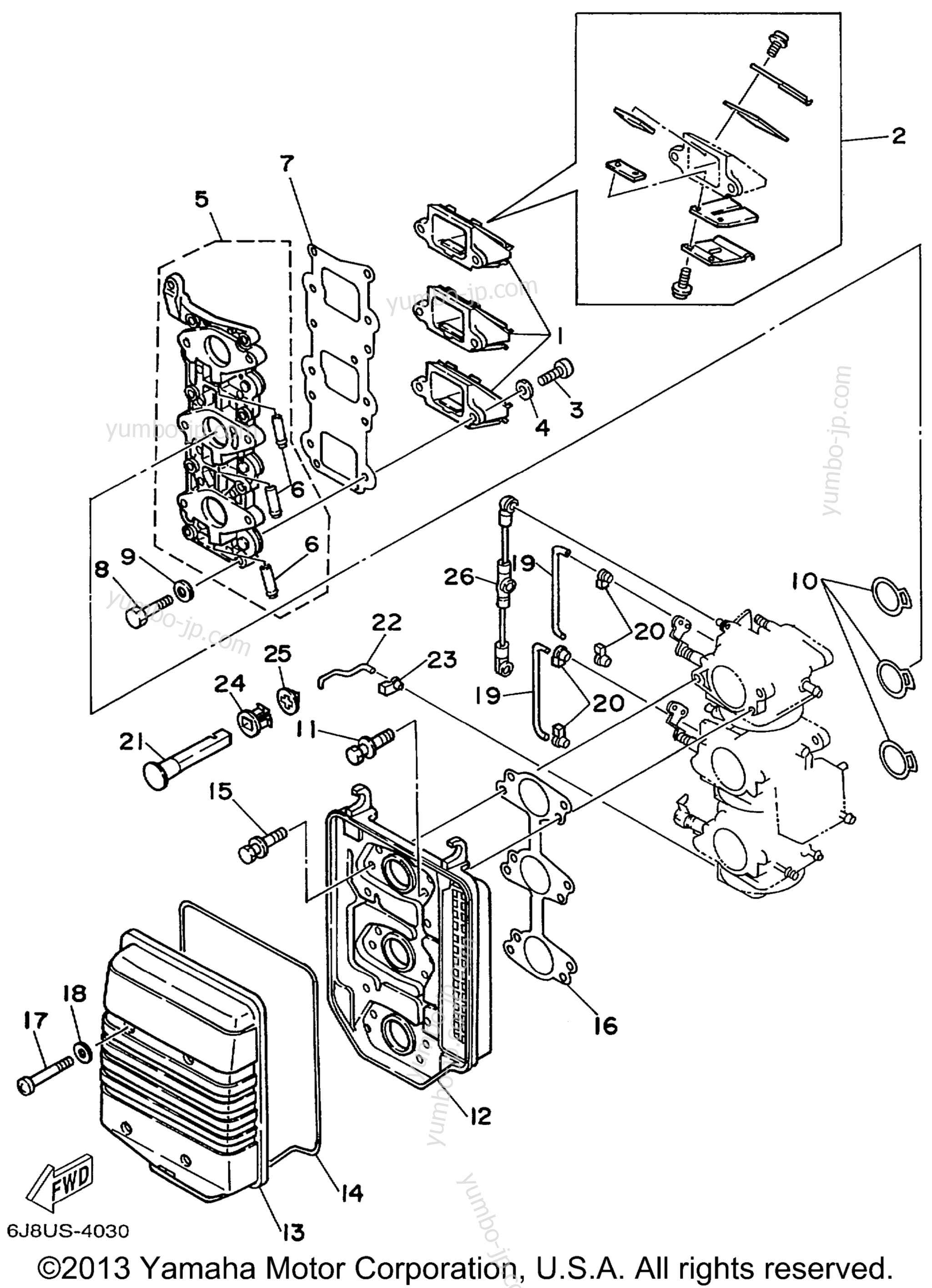 Intake для лодочных моторов YAMAHA 30MSHX_MLHX_ELHX_ELRX (30MLHX) 1999 г.