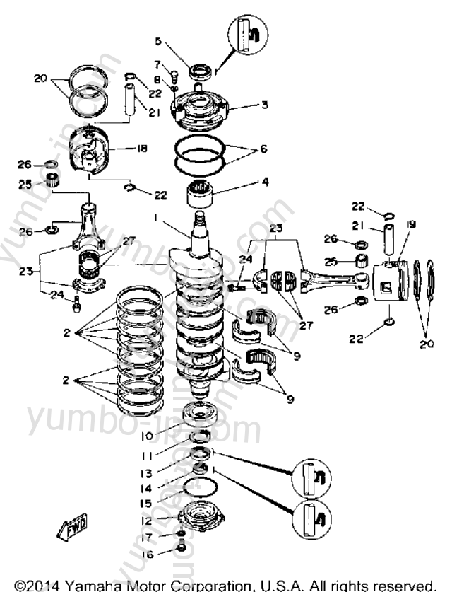 Crank Piston для лодочных моторов YAMAHA PROV150LF 1989 г.