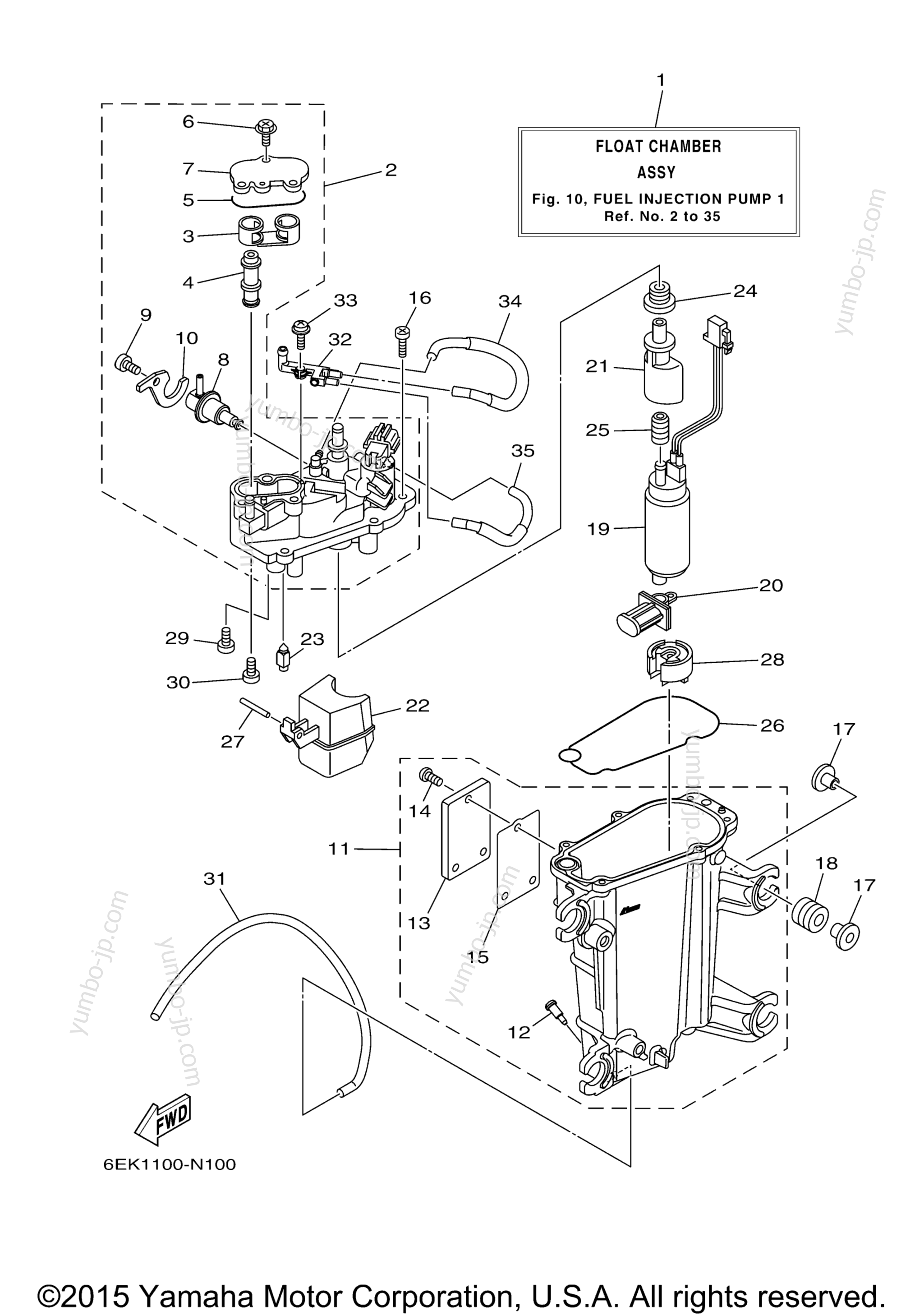 Fuel Injection Pump 1 для лодочных моторов YAMAHA LF115XB (0115) 2006 г.