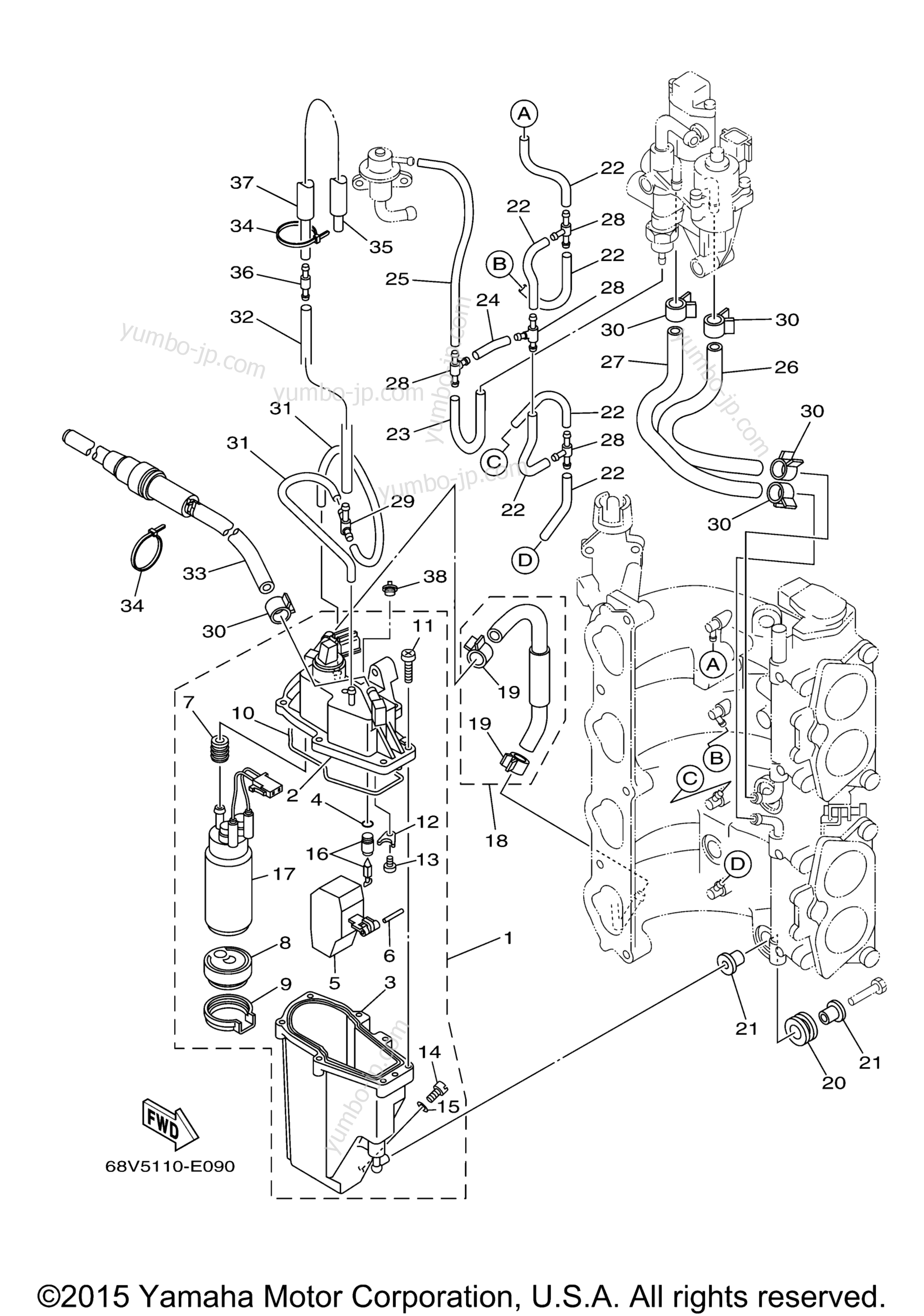 FUEL INJECTION PUMP для лодочных моторов YAMAHA F115TJR (0407) 68V-1082891~ LF115TXR 68W-1003581~ 2006 г.