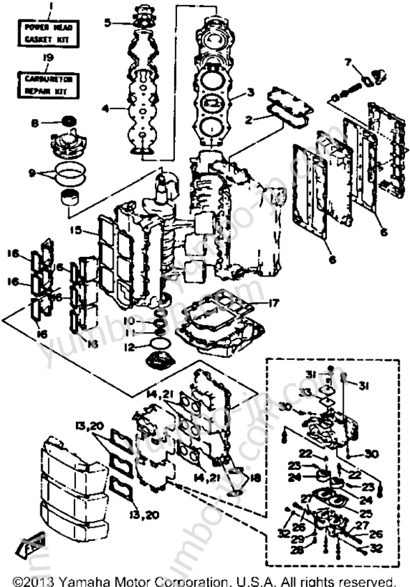 Repair Kit 1 для лодочных моторов YAMAHA L200TXRP 1991 г.