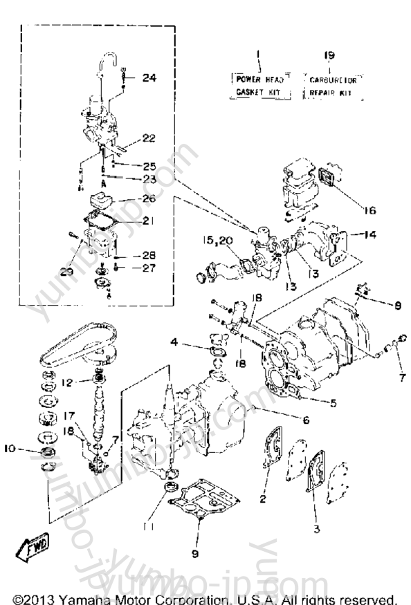 Repair Kit 1 для лодочных моторов YAMAHA T9.9ELHQ 1992 г.