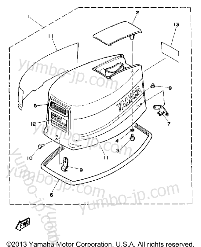 Top Cowling для лодочных моторов YAMAHA CV25ELD 1990 г.