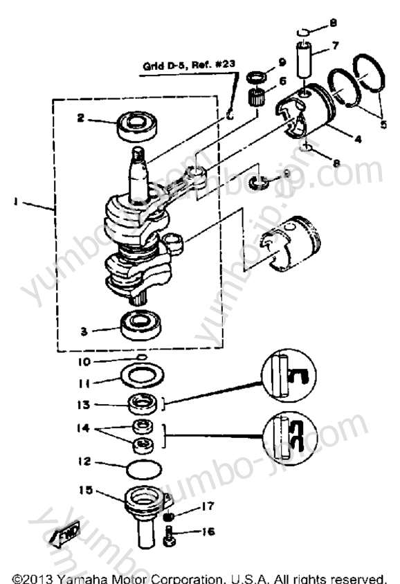 Crank Piston для лодочных моторов YAMAHA 25ELK 1985 г.