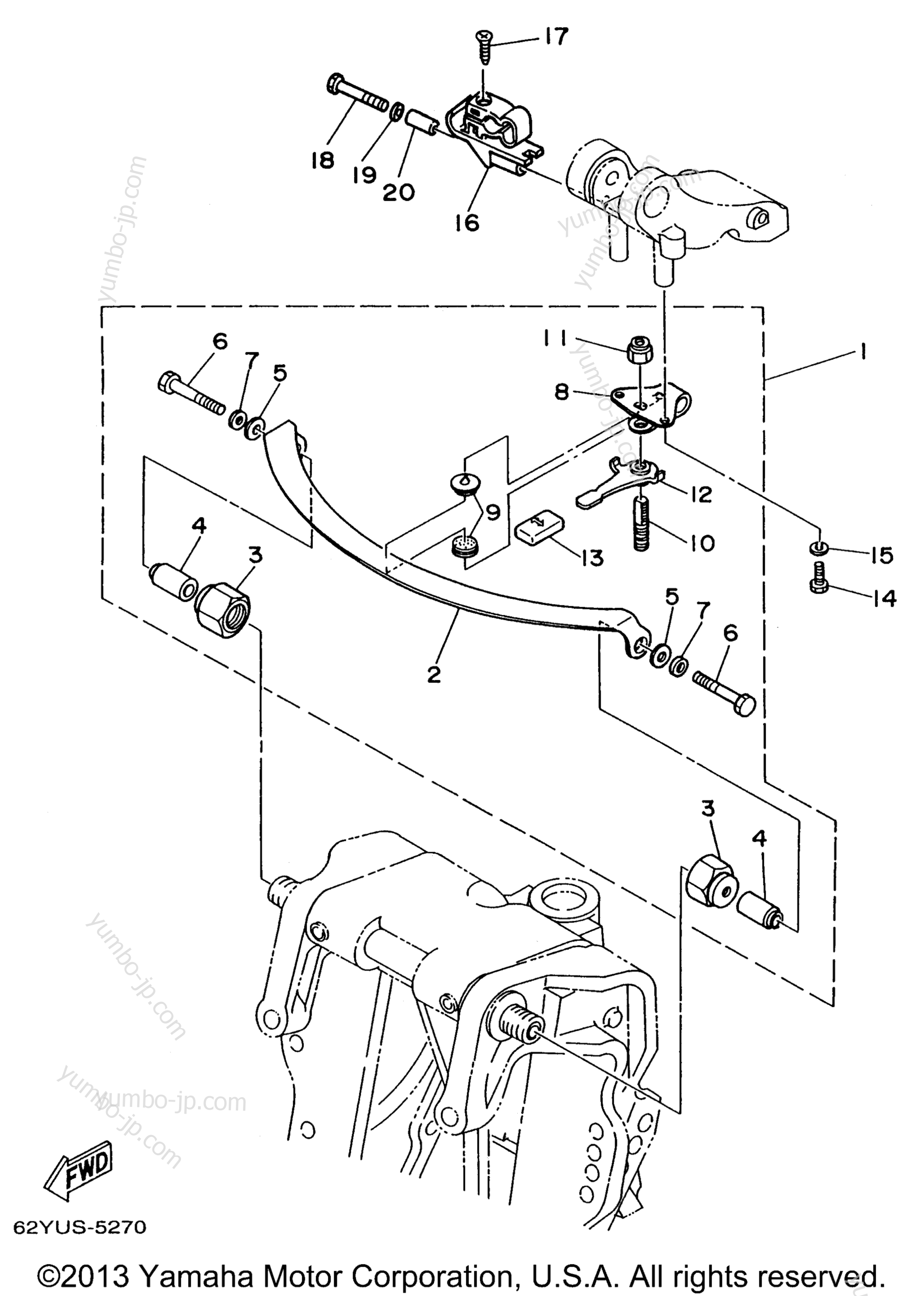 Steering Friction для лодочных моторов YAMAHA T50TLRW (T50TLRW) 1998 г.