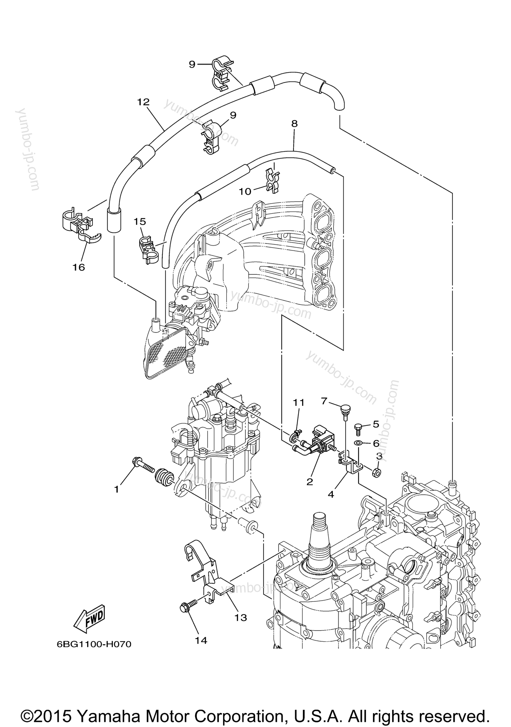 Intake 2 для лодочных моторов YAMAHA F40LA (0509) 2006 г.