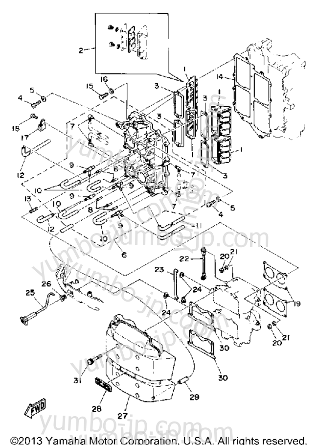 Intake для лодочных моторов YAMAHA 115ETLD_JD (115ETLD-JD) 1990 г.