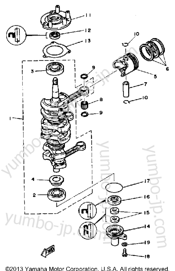 Crank Piston для лодочных моторов YAMAHA 40LN 1984 г.