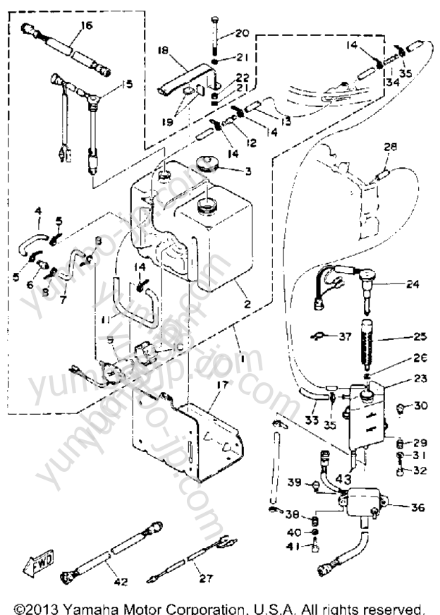 OIL TANK для лодочных моторов YAMAHA 115ETLG-JD (130ETXG) 1988 г.