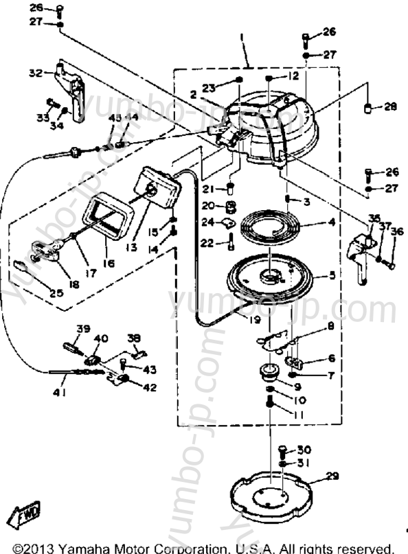 Manual Starter для лодочных моторов YAMAHA 40ETLK 1985 г.