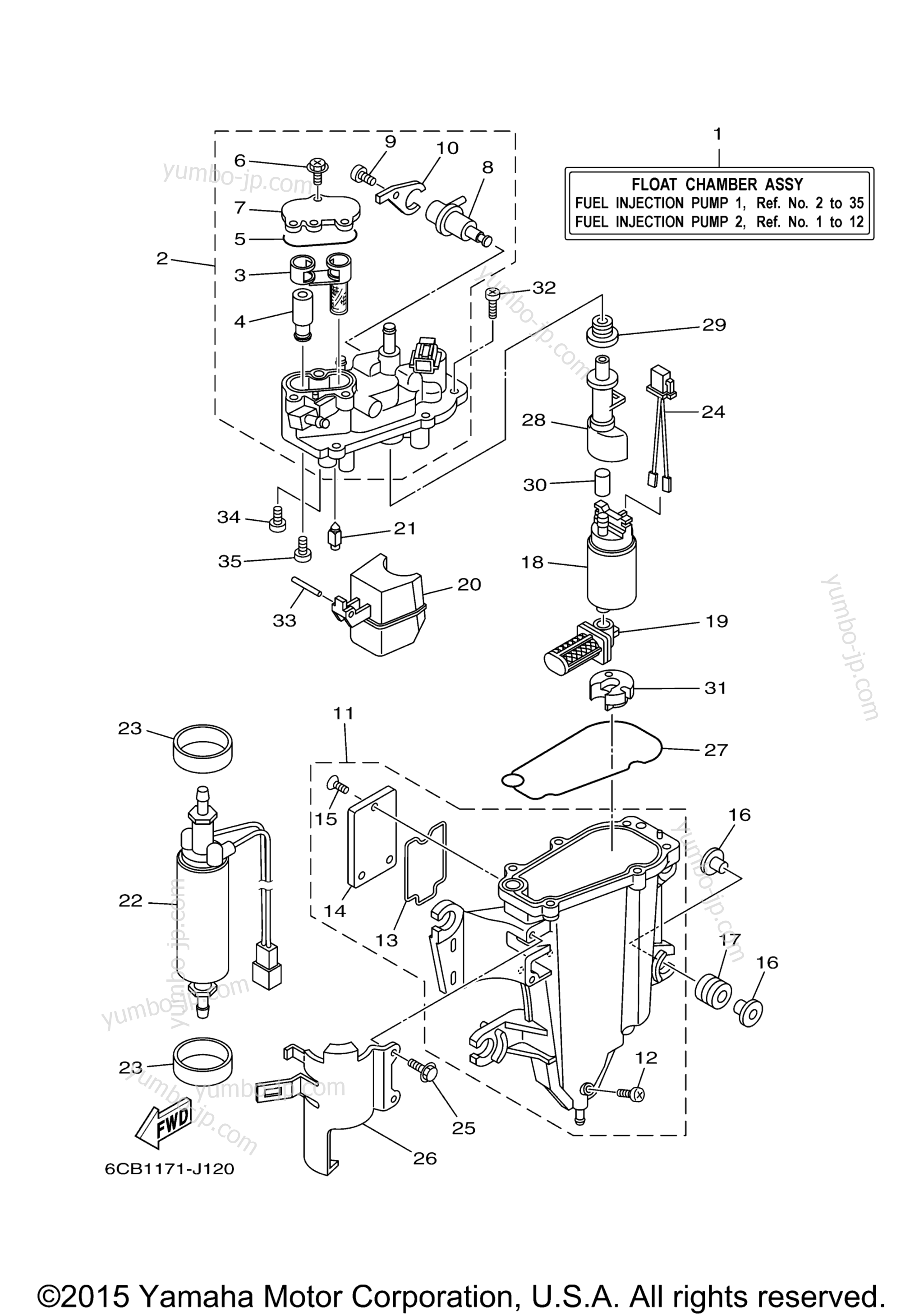 Fuel Injection Pump 1 для лодочных моторов YAMAHA F300BET1U (0210) 2006 г.