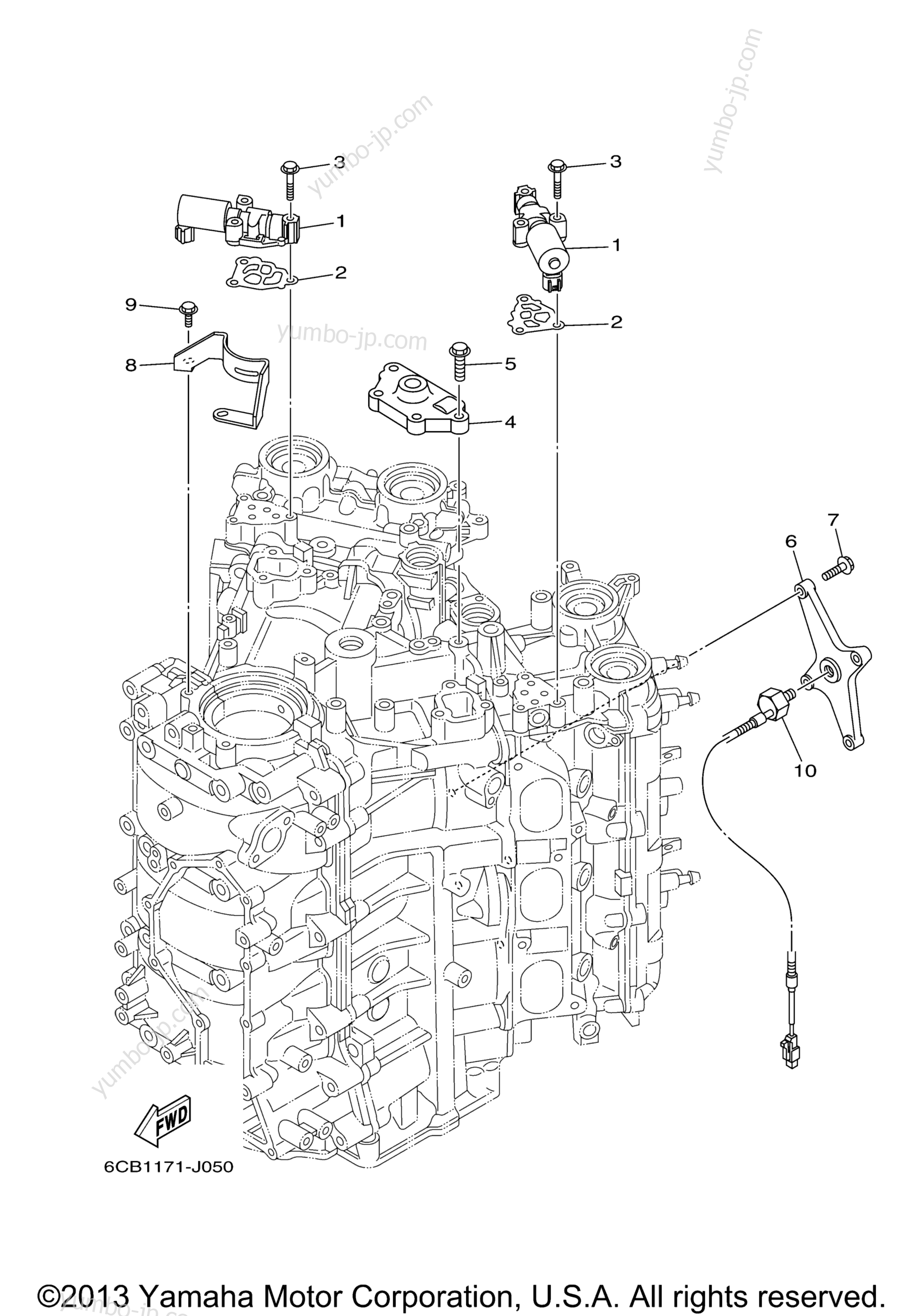 Cylinder Crankcase 3 для лодочных моторов YAMAHA VF200LA (1009) 2006 г.