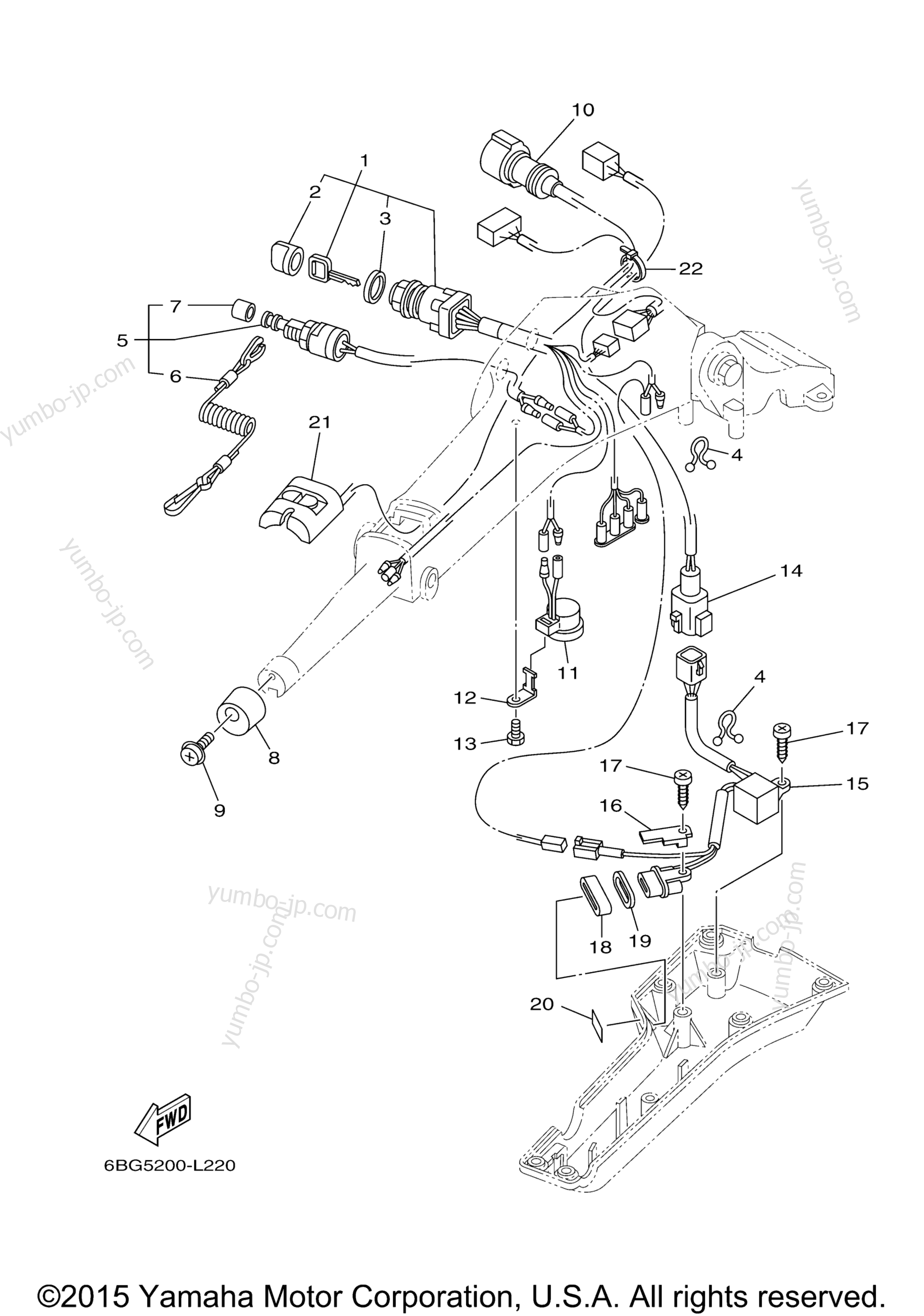 Steering 2 for outboards YAMAHA F40JEA (0115) 2006 year
